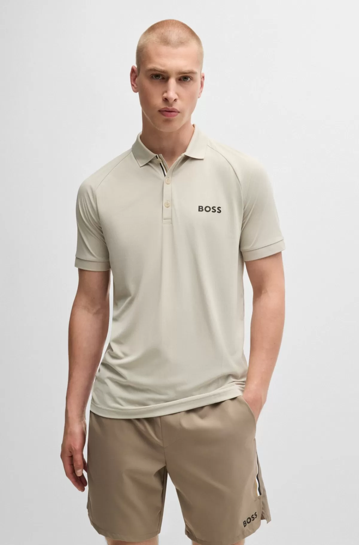 HUGO BOSS BOSS X Matteo Berrettini Poloshirt I Waffle-stof Lys beige Fashion