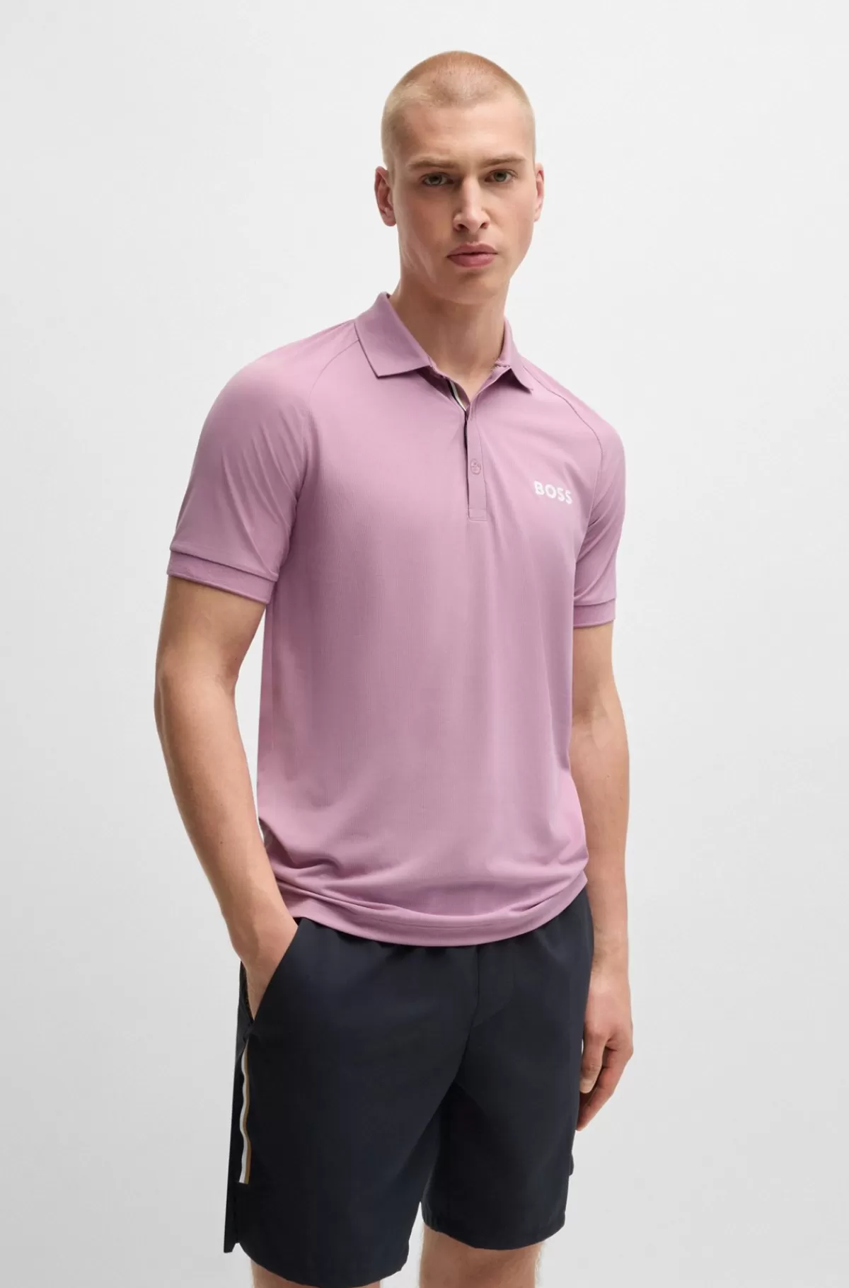 HUGO BOSS BOSS X Matteo Berrettini Poloshirt I Waffle-stof Lyslilla Best Sale