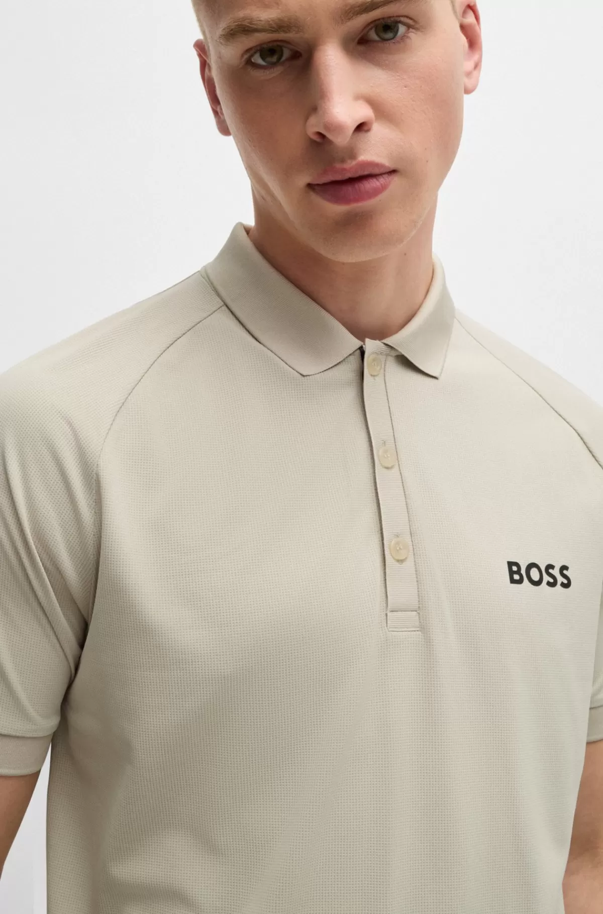 HUGO BOSS BOSS X Matteo Berrettini Poloshirt I Waffle-stof Lys beige Fashion
