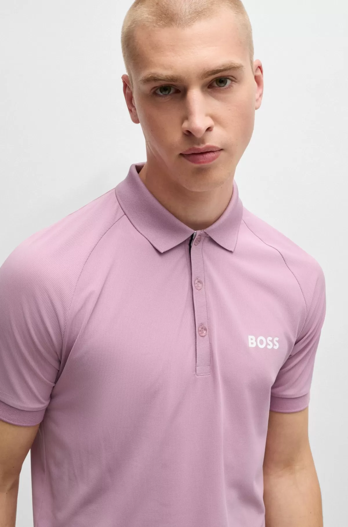 HUGO BOSS BOSS X Matteo Berrettini Poloshirt I Waffle-stof Lyslilla Best Sale
