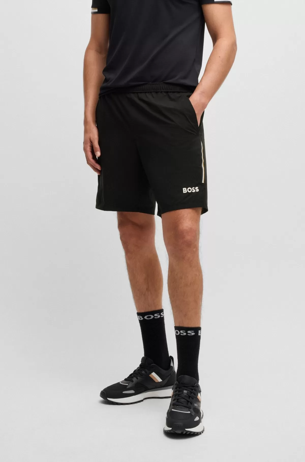 HUGO BOSS BOSS X Matteo Berrettini Tennisshorts Med Firevejsstræk Sort Hot