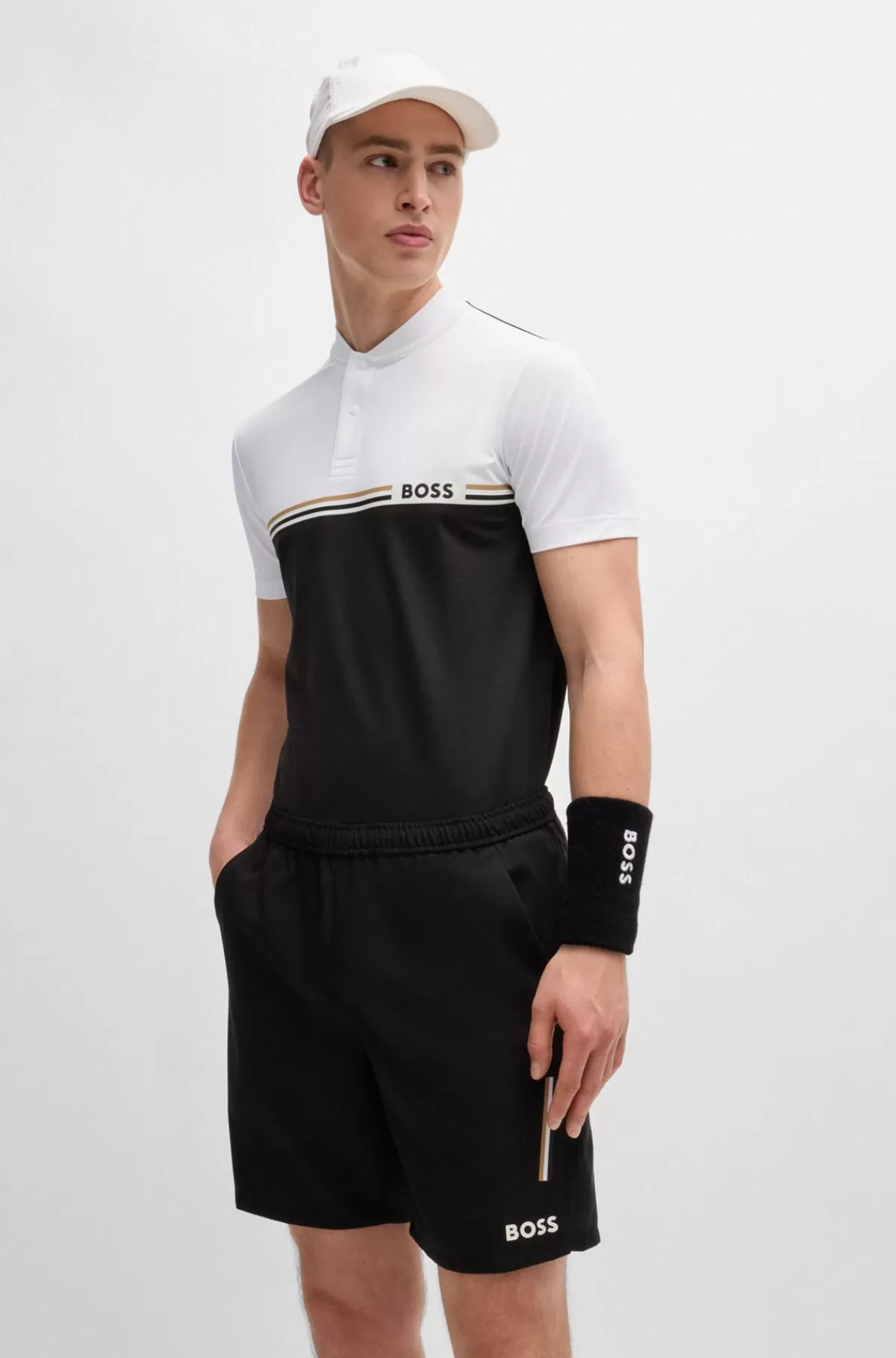 HUGO BOSS BOSS X Matteo Berrettini-poloshirt Med Slim Fit Og UV-beskyttelse Hvid/sort Cheap