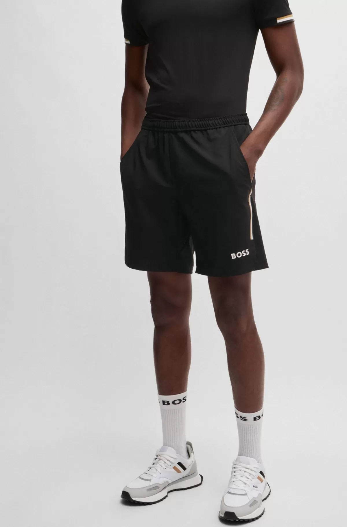 HUGO BOSS BOSS X Matteo Berrettini-tennisshorts Med Firevejsstræk Sort Online