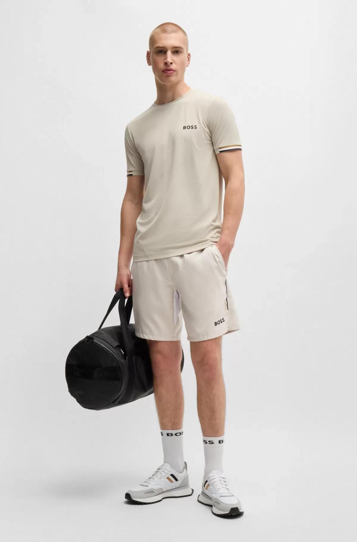 HUGO BOSS BOSS X Matteo Berrettini-tennisshorts Med Firevejsstræk Lys beige Cheap