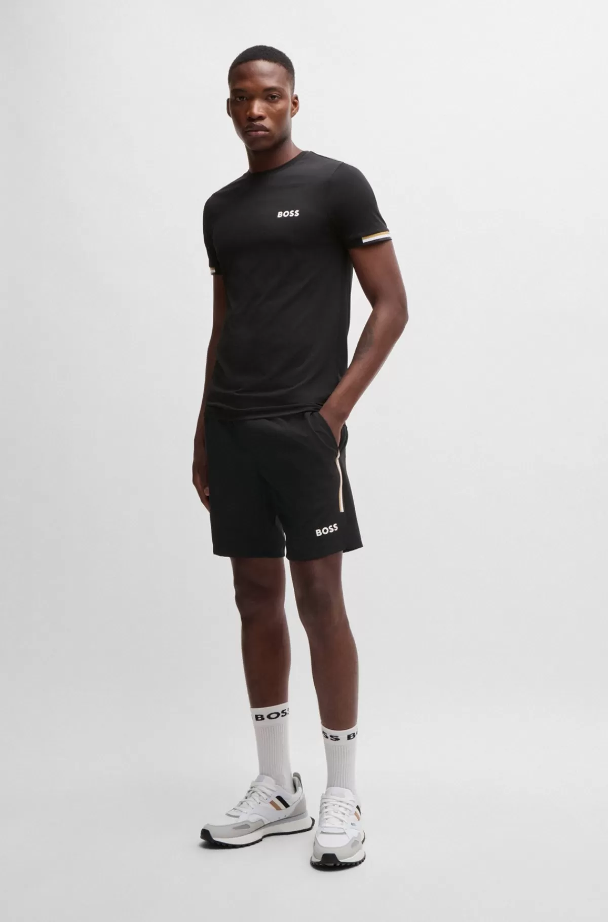 HUGO BOSS BOSS X Matteo Berrettini-tennisshorts Med Firevejsstræk Sort Online
