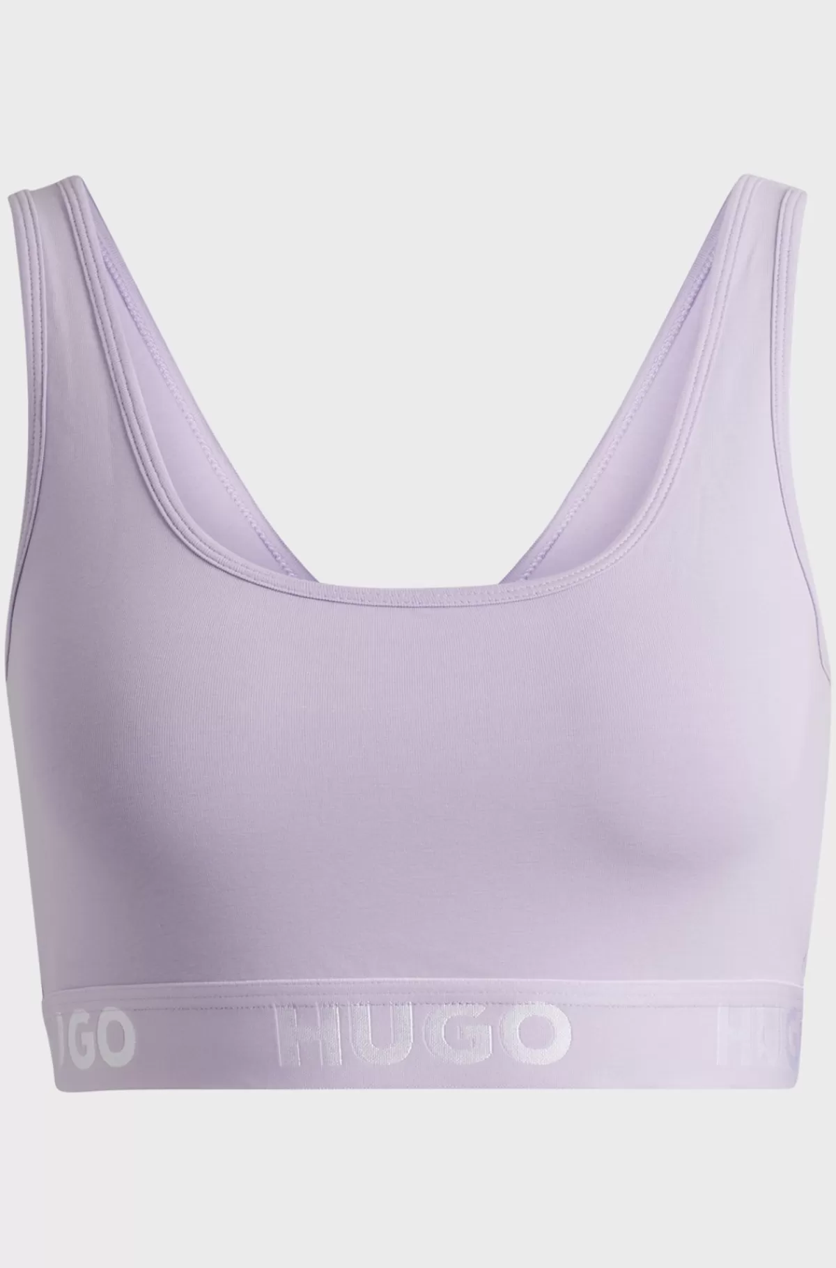 HUGO BOSS Bralette I Bomuld Med Stræk Og Kontrastfarvet Logobånd Lyslilla Clearance