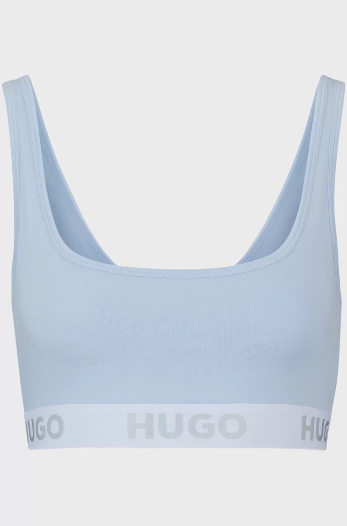 HUGO BOSS Bralette I Bomuld Med Stræk Og Kontrastfarvet Logobånd Lyseblå Discount