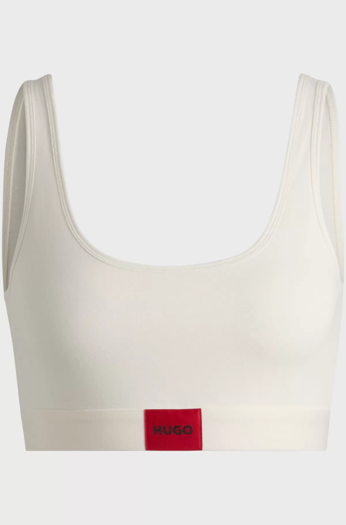 HUGO BOSS Bralette I Bomuld Med Stræk Og Rødt Logomærkat Hvid Best Sale