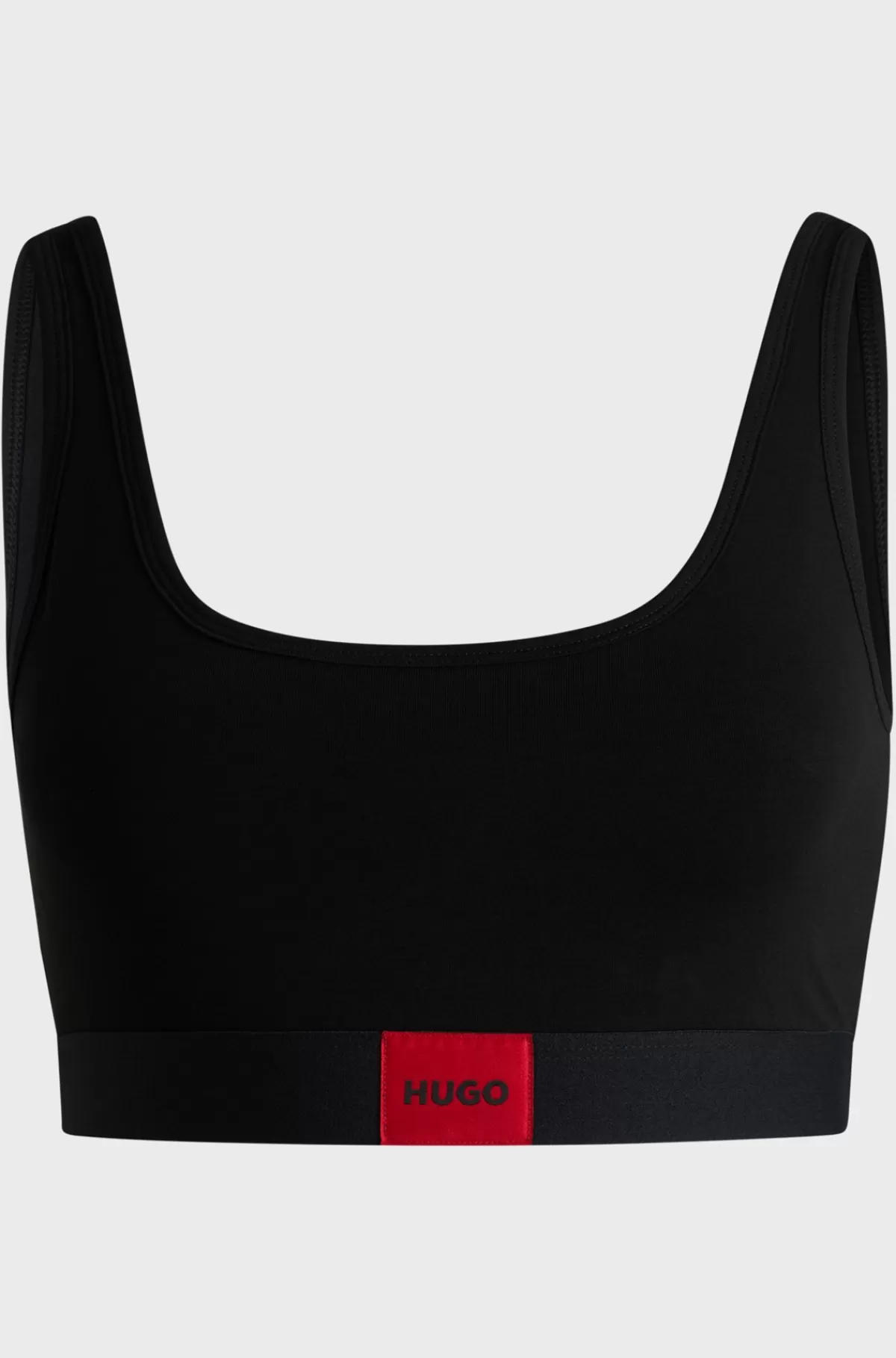 HUGO BOSS Bralette I Bomuld Med Stræk Og Rødt Logomærkat Sort Outlet