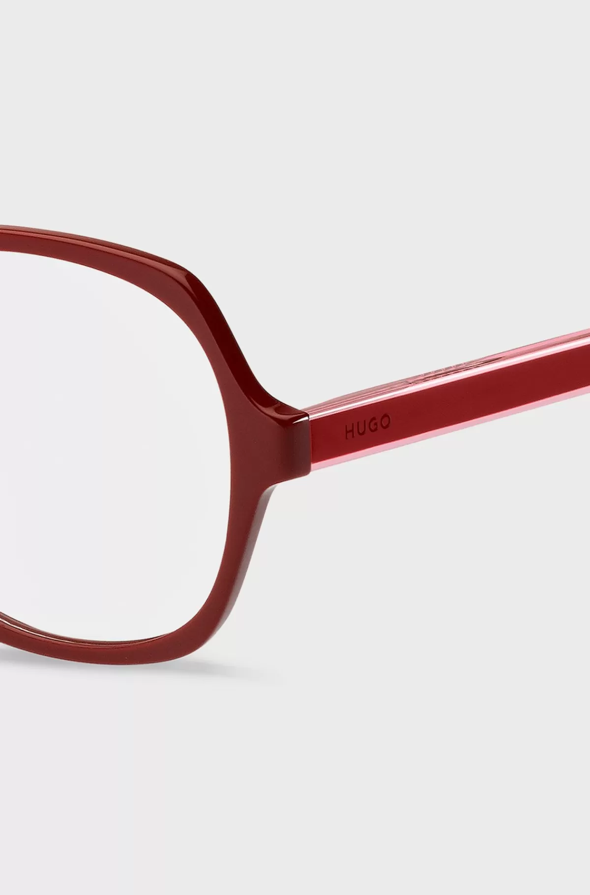 HUGO BOSS Brillestel Af Acetat Med Lagdelte Stænger Rød Cheap