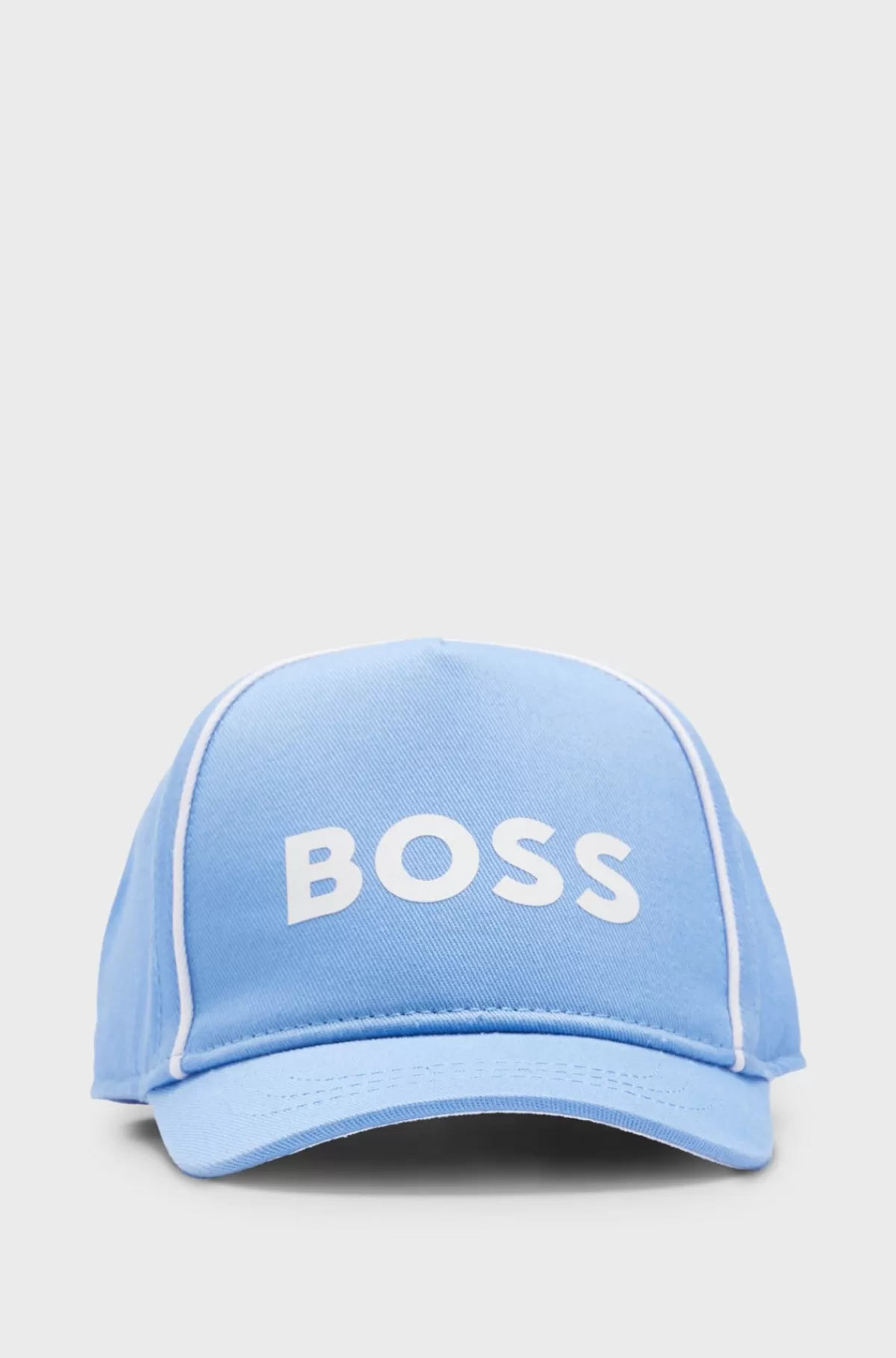 HUGO BOSS Børnekasket I Bomuldstwill Med Logo I Kontrastfarve Og Kantbånd Lyseblå Hot