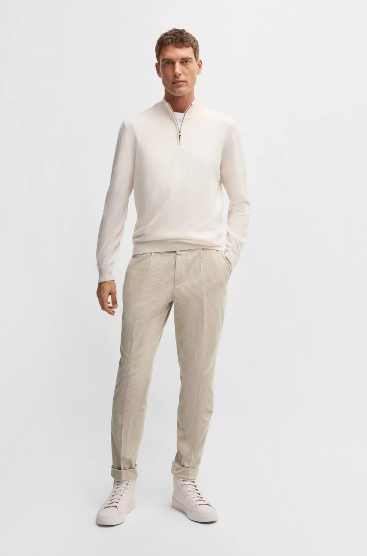 HUGO BOSS Bukser I Bomuldsfløjl Fra BOSS SELECTED BY BECKHAM Naturlig Flash Sale