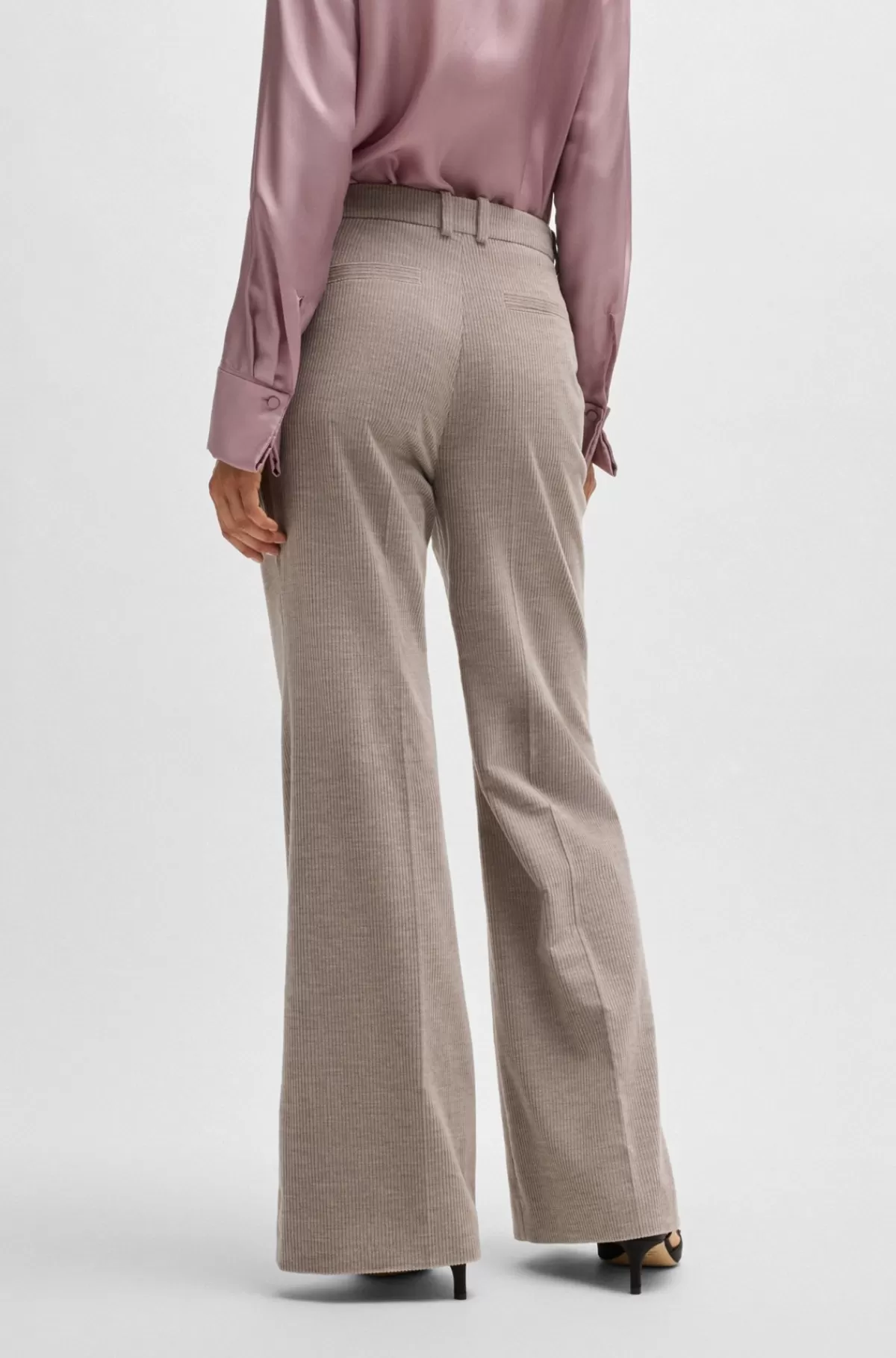HUGO BOSS Bukser Med Bootcut I Fløjl Af Bomuld Og Kashmir Lysebrun Best