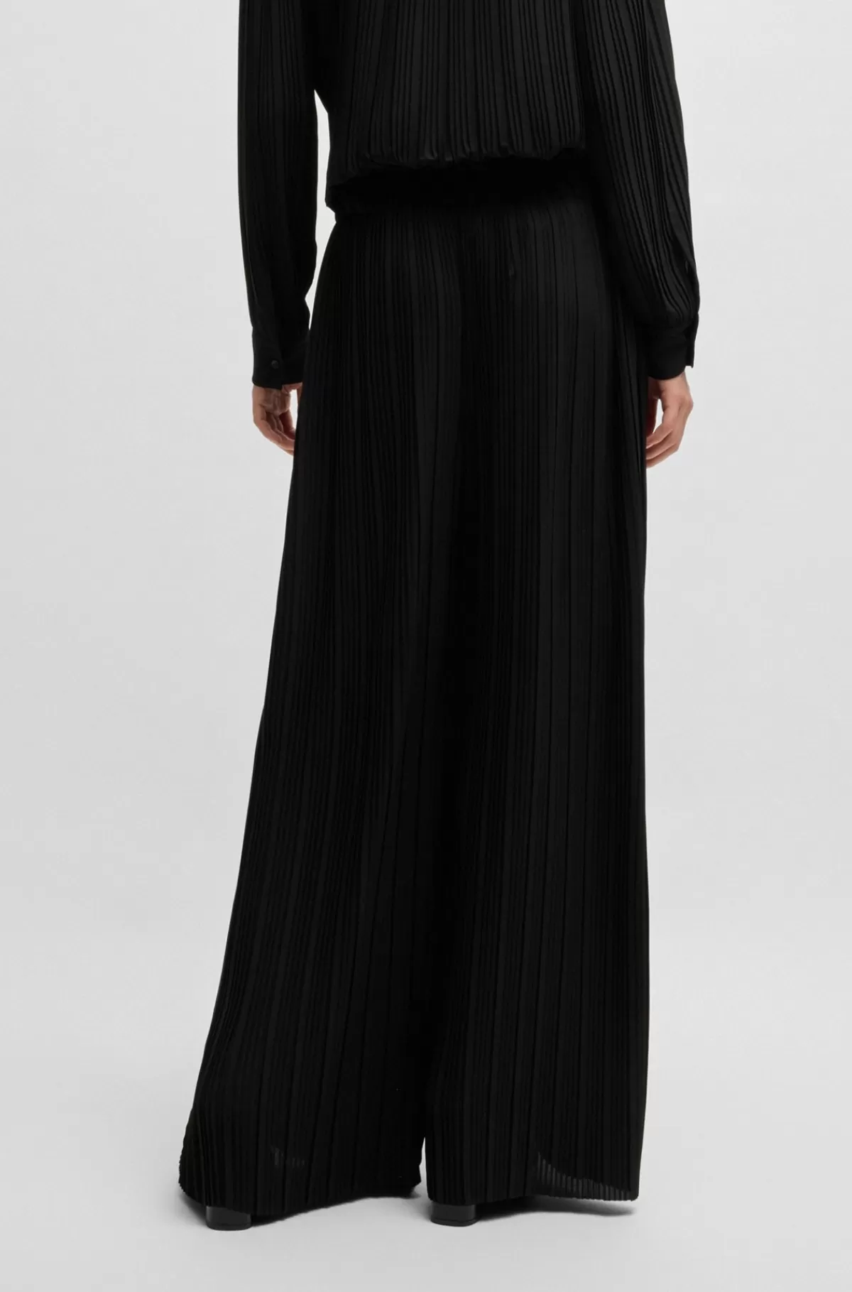 HUGO BOSS Bukser Med Regular Fit, Høj Talje Og Plissécrepe Sort Shop