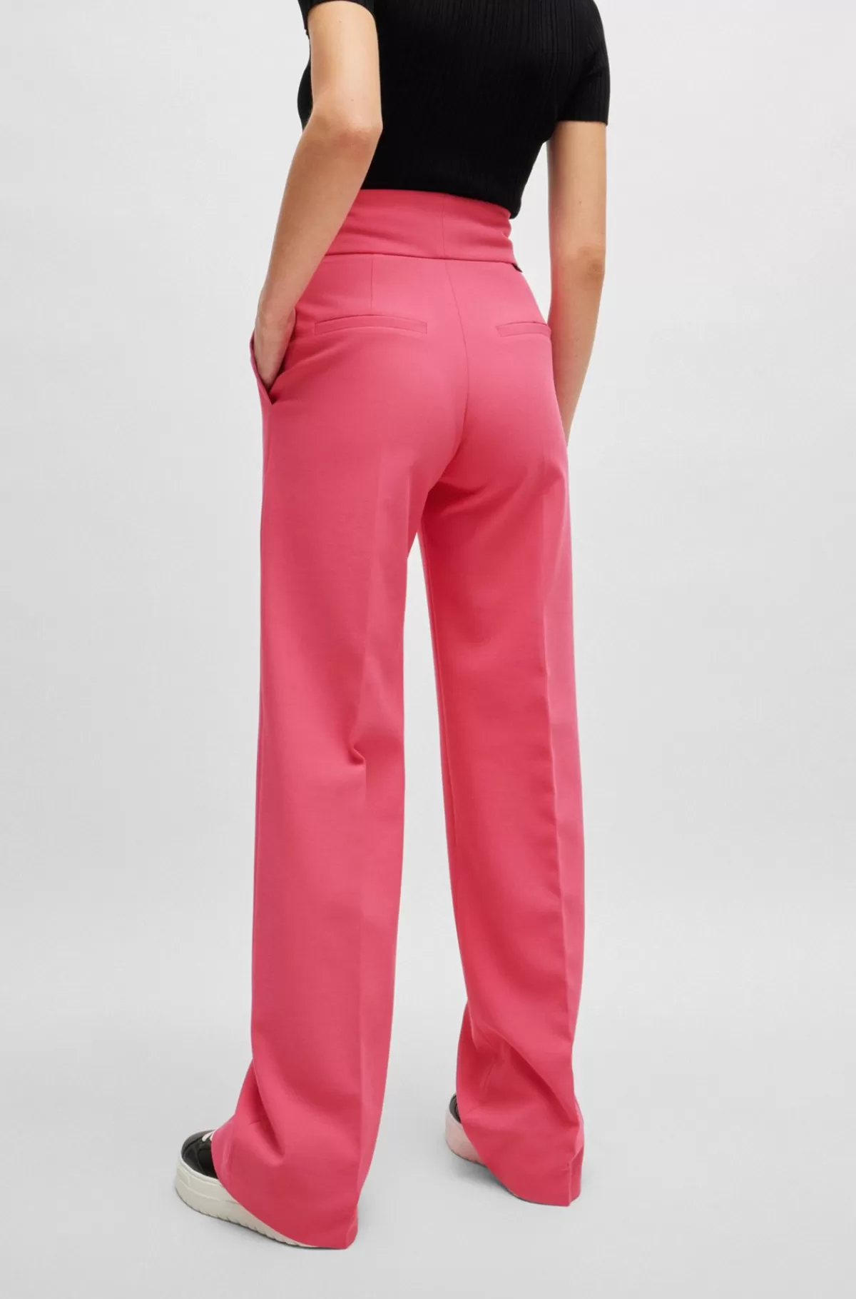HUGO BOSS Bukser Med Regular Fit, Høj Talje Og Vide Ben Pink Fashion