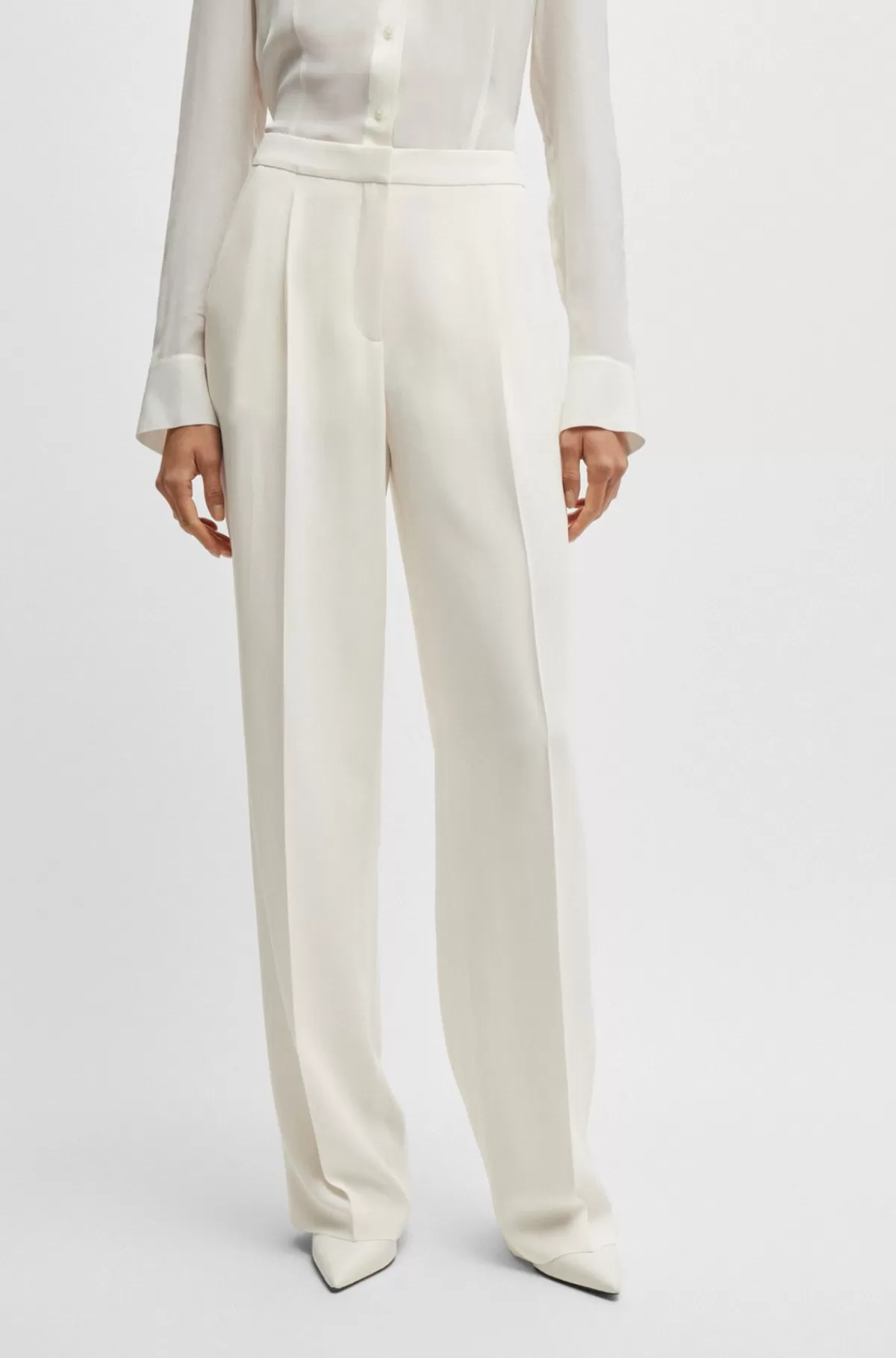 HUGO BOSS Bukser Med Regular Fit I Mat Stof Hvid Best Sale