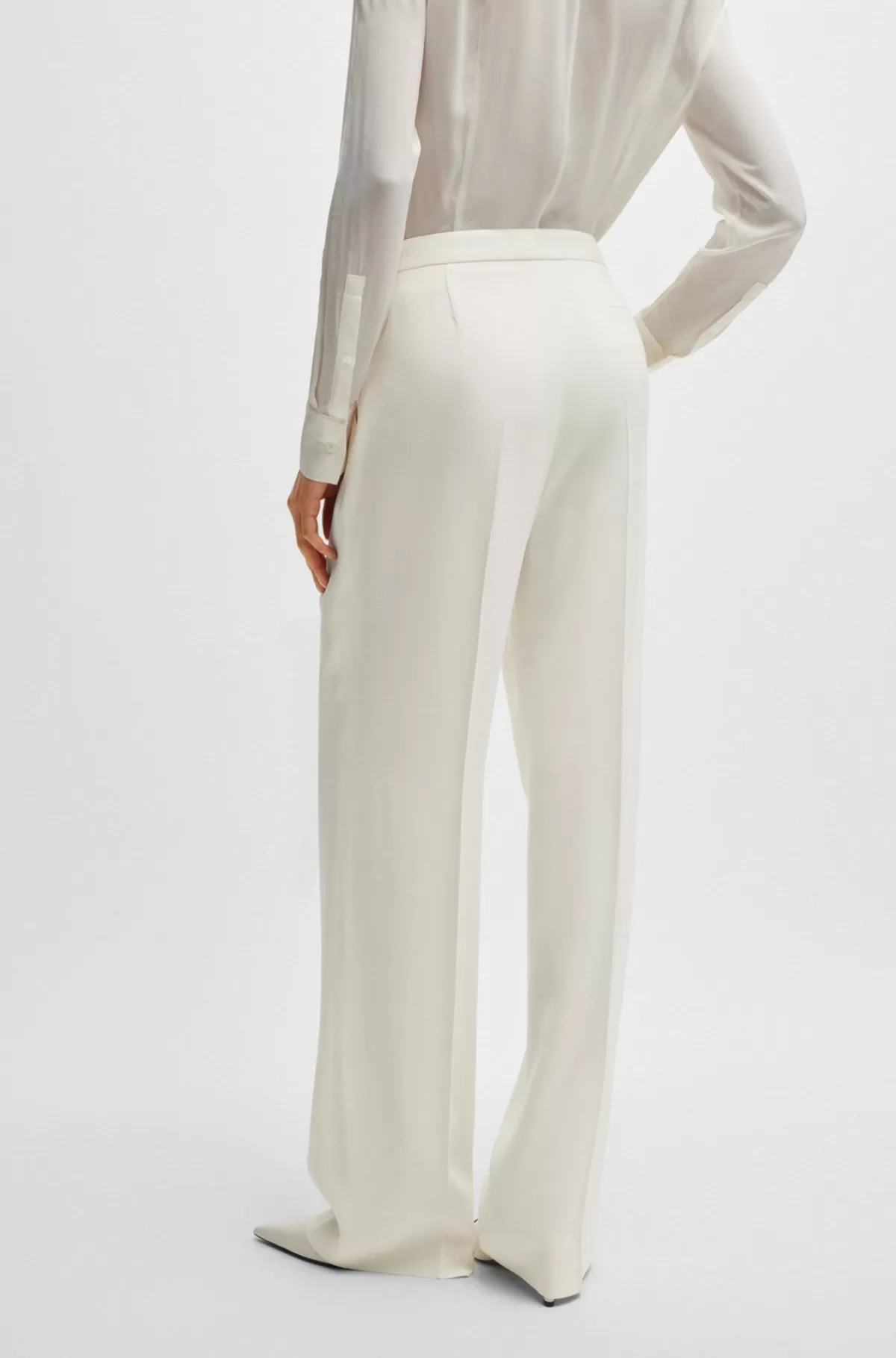 HUGO BOSS Bukser Med Regular Fit I Mat Stof Hvid Best Sale