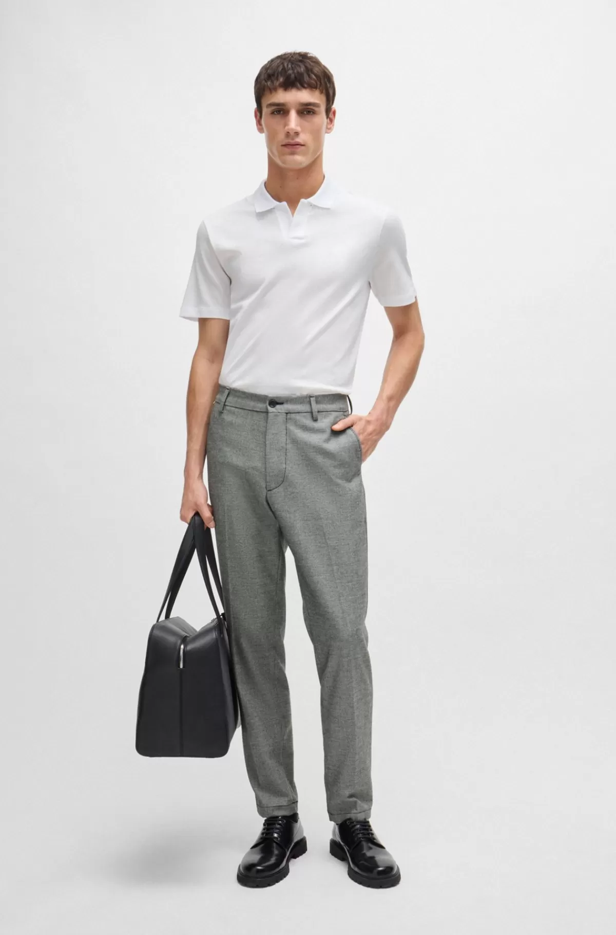 HUGO BOSS Bukser Med Regular Fit I Materiale Med Mikrotern Sort mønstret Cheap