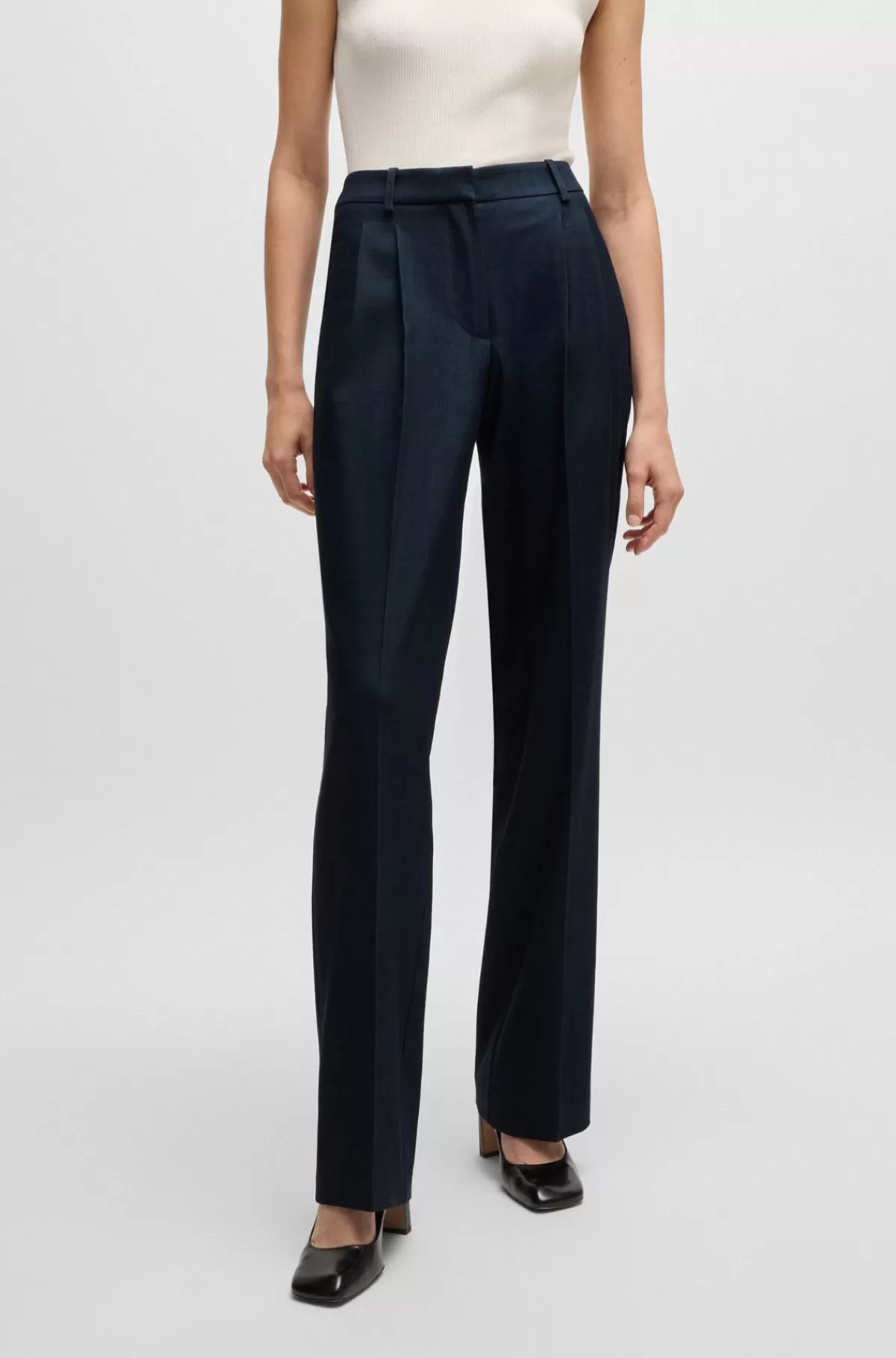 HUGO BOSS Bukser Med Regular Fit I Twill Med Denimeffekt Mørkeblå Fashion