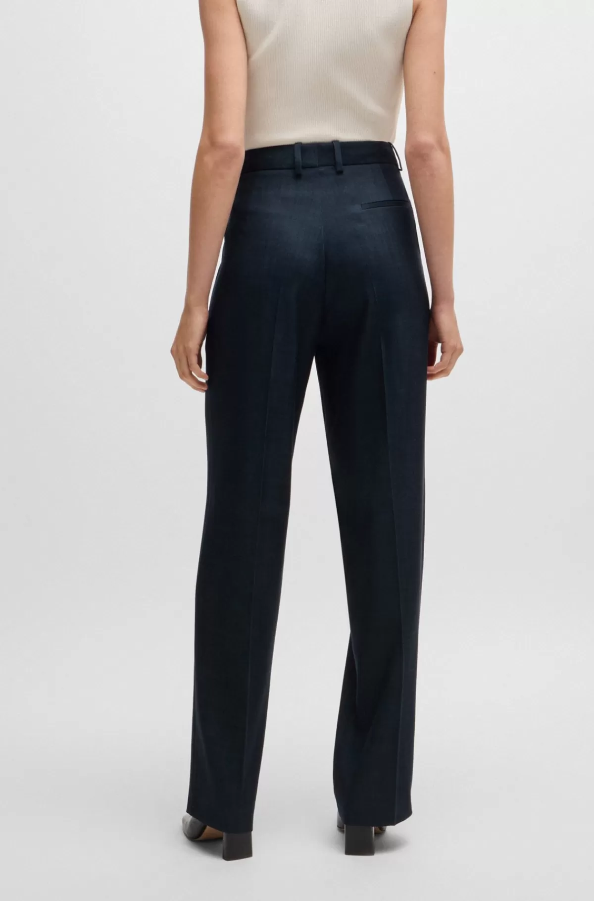HUGO BOSS Bukser Med Regular Fit I Twill Med Denimeffekt Mørkeblå Fashion