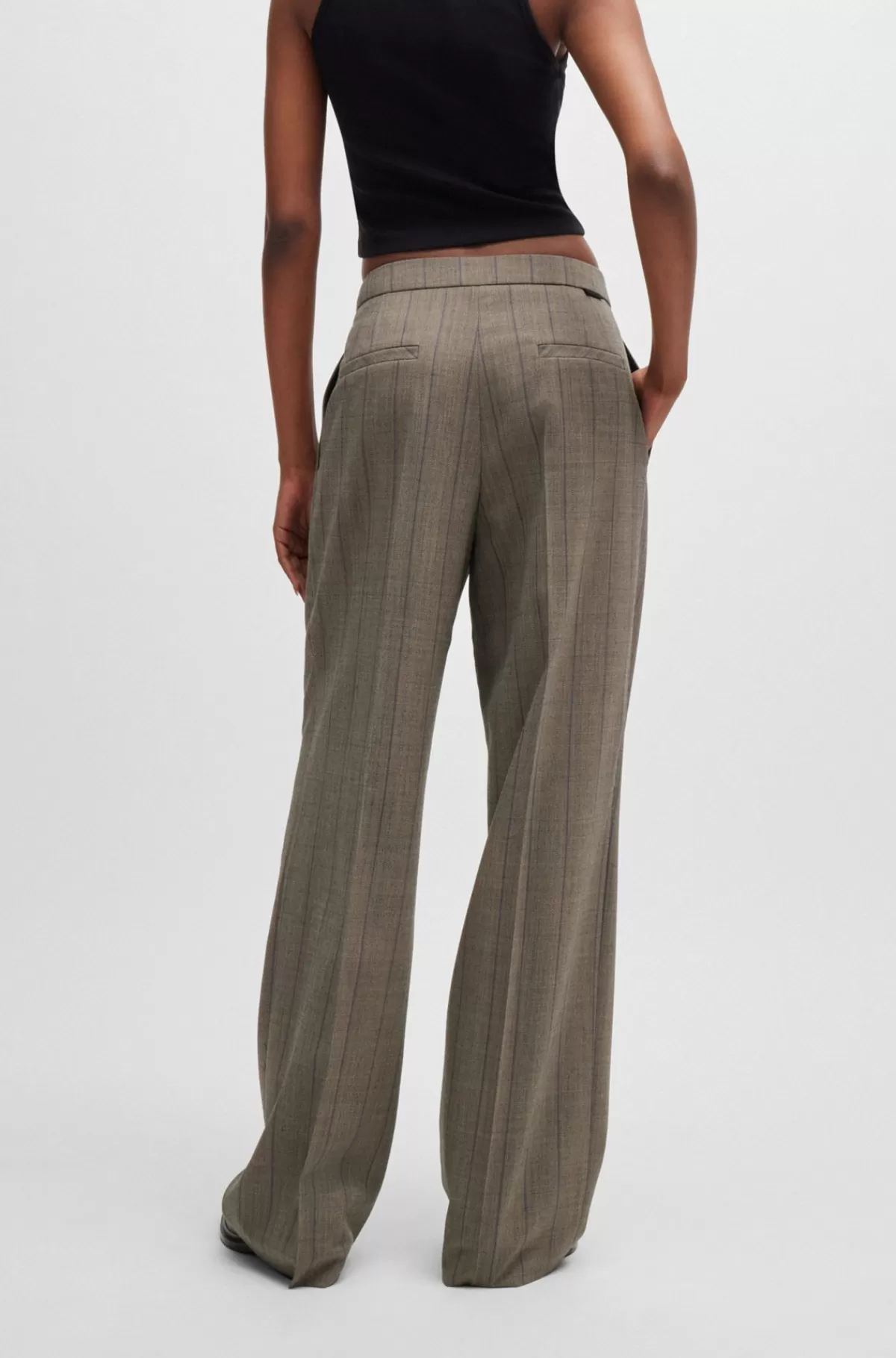HUGO BOSS Bukser Med Relaxed Fit Og Lodret Stribe Brun mønstret Shop