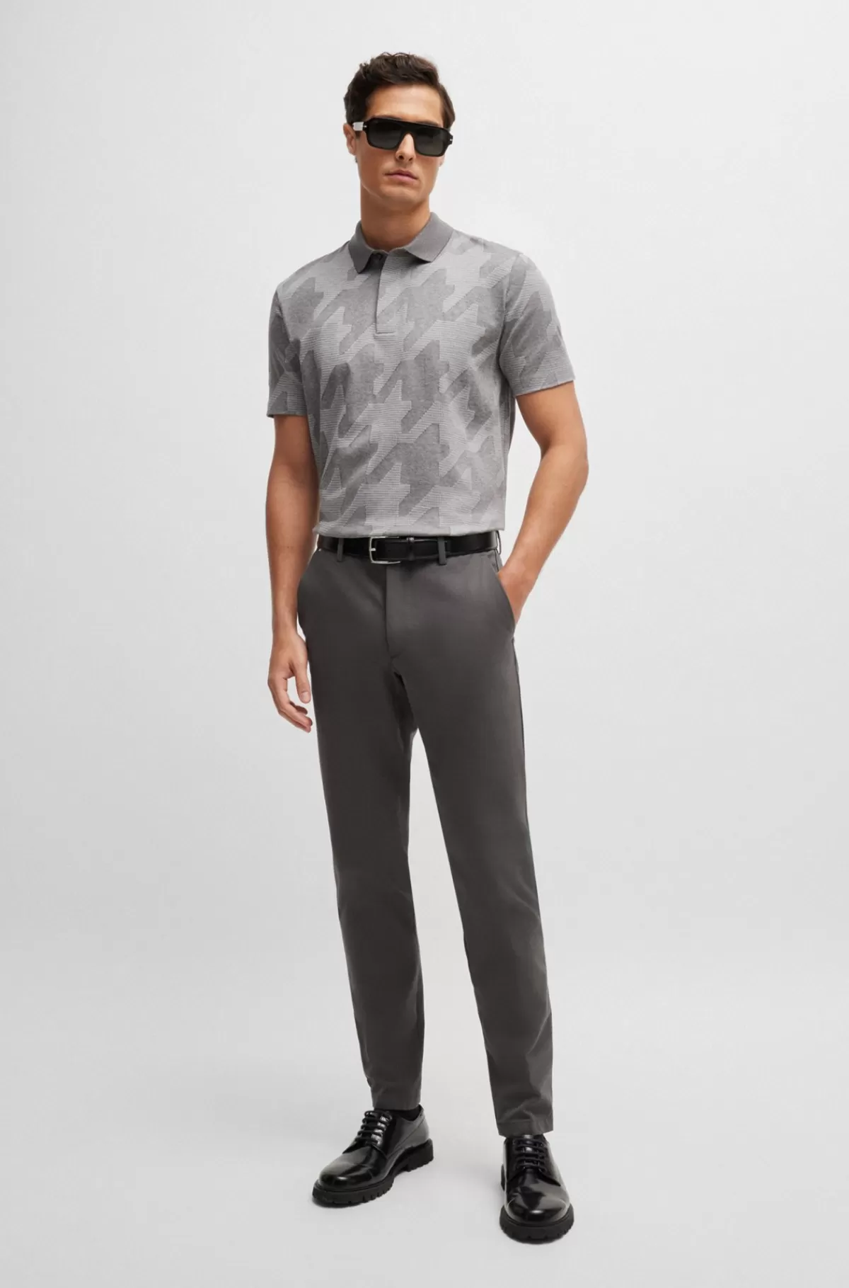 HUGO BOSS Bukser Med Slim Fit I Bomuldsblanding Med Stræk Mørkegrå Cheap