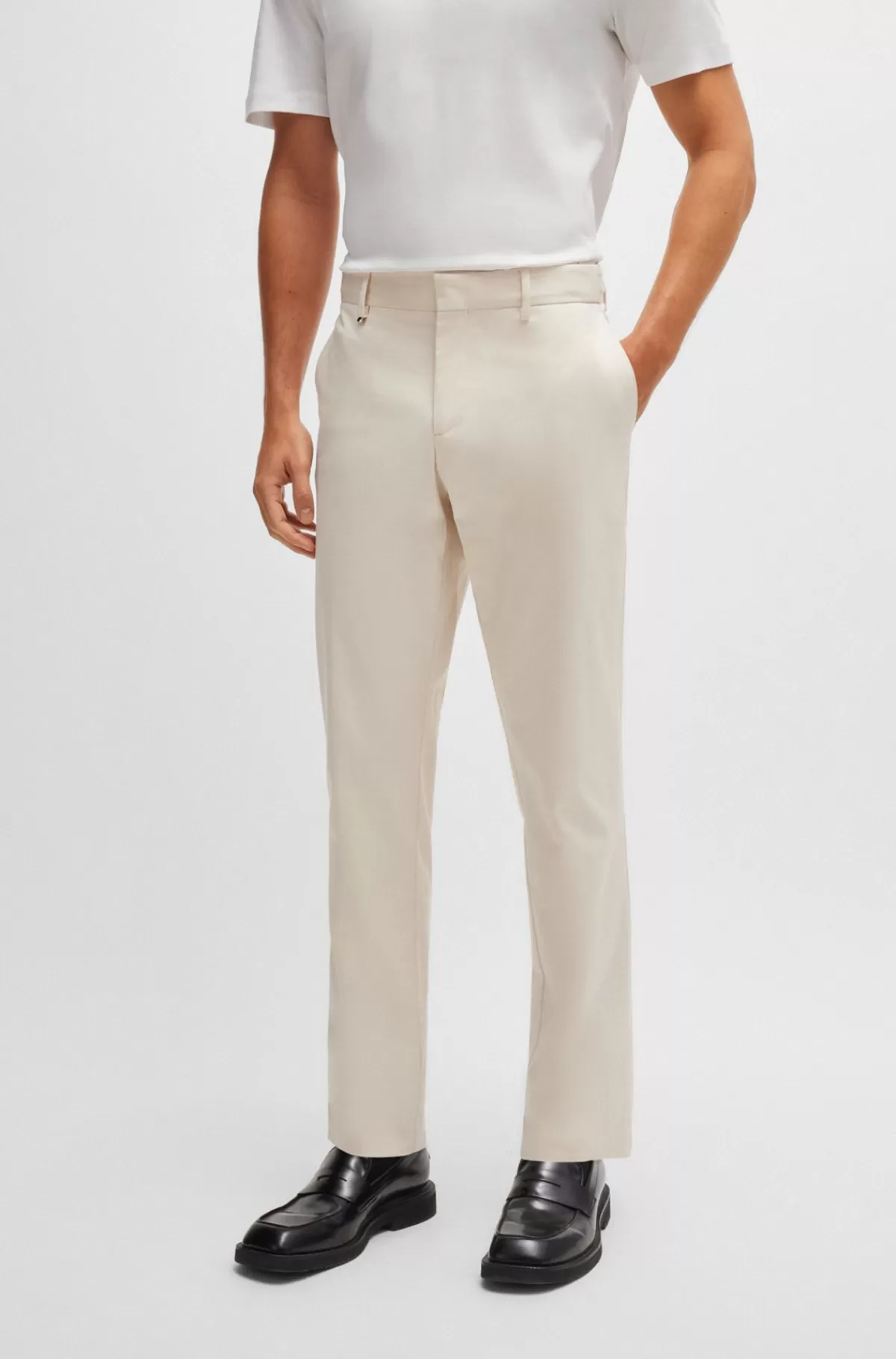 HUGO BOSS Bukser Med Slim Fit I Strækbar Bomuld Hvid Shop