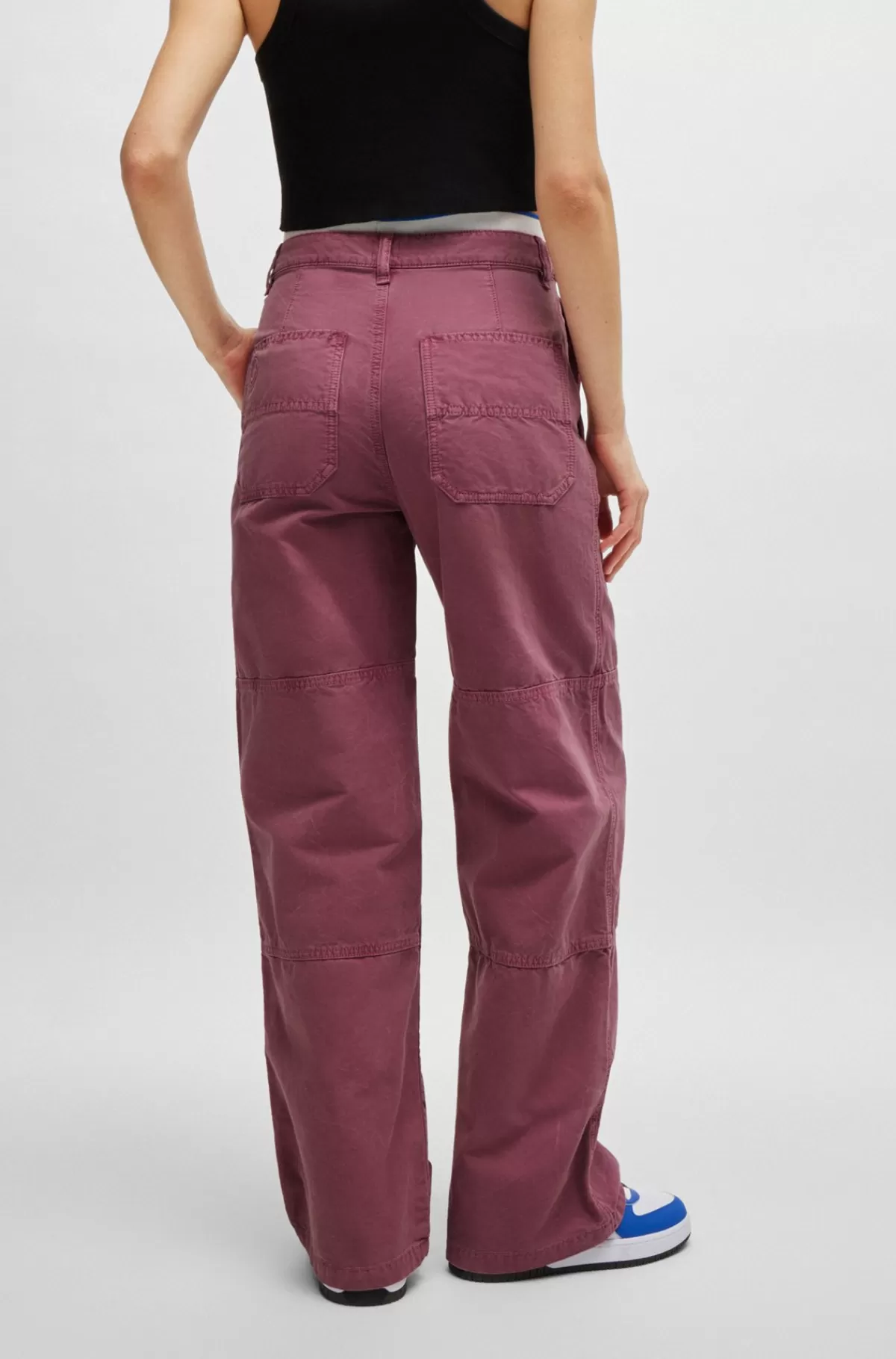 HUGO BOSS Bukser Med Straight Fit I Bomuldskanvas Pink Discount