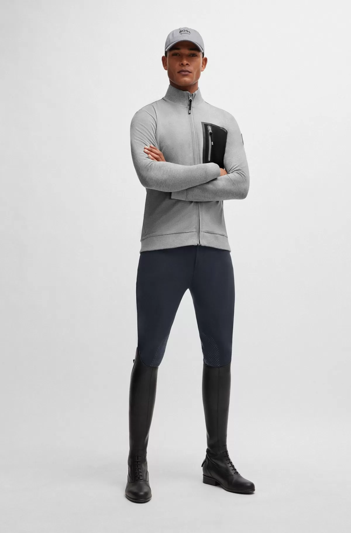 HUGO BOSS Cardigan Til Hestesport Med Brystlommer Med Lynlås Grå Best Sale