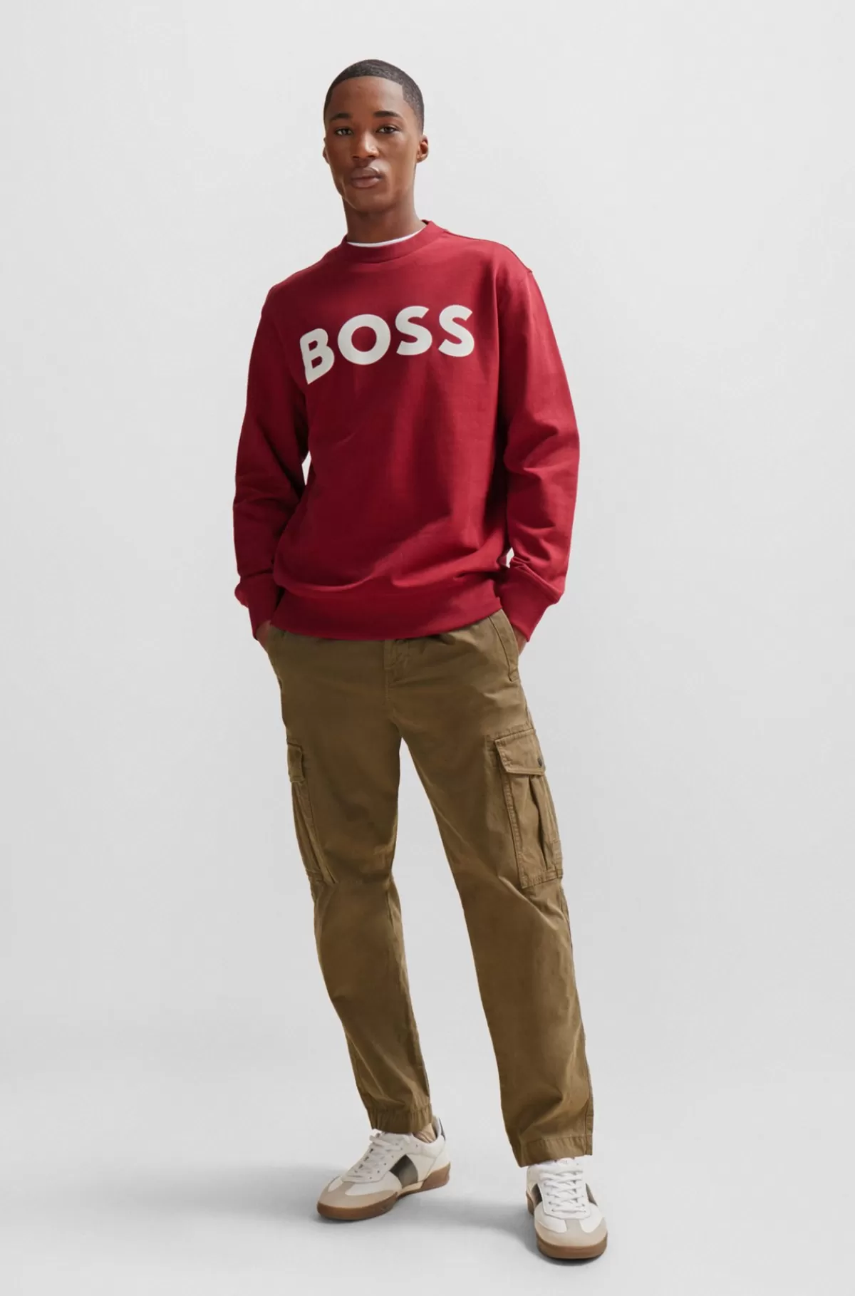 HUGO BOSS Cargobukser I Strækbomuld Med Logomærke Mørkegrøn Cheap