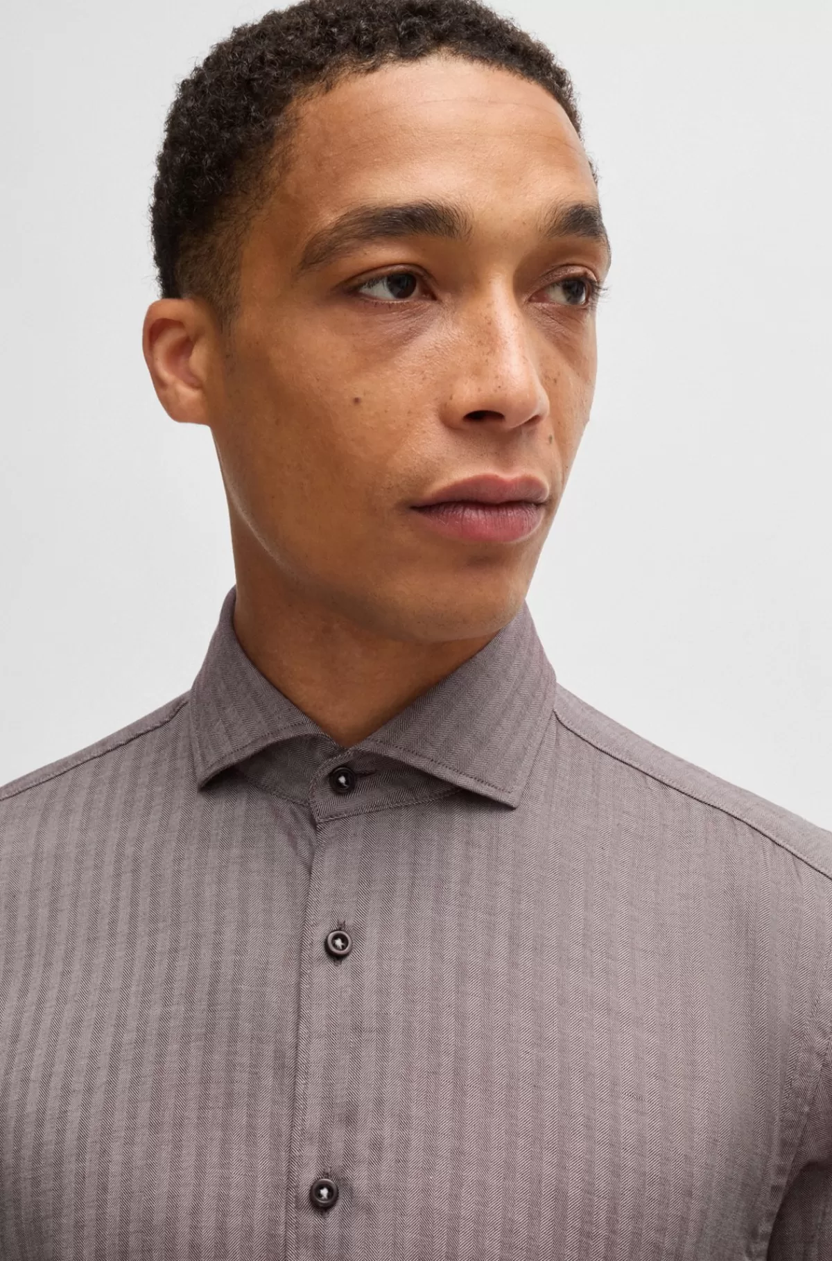 HUGO BOSS Casual Fit Skjorte I Sildebenstwill Lyserød Flash Sale