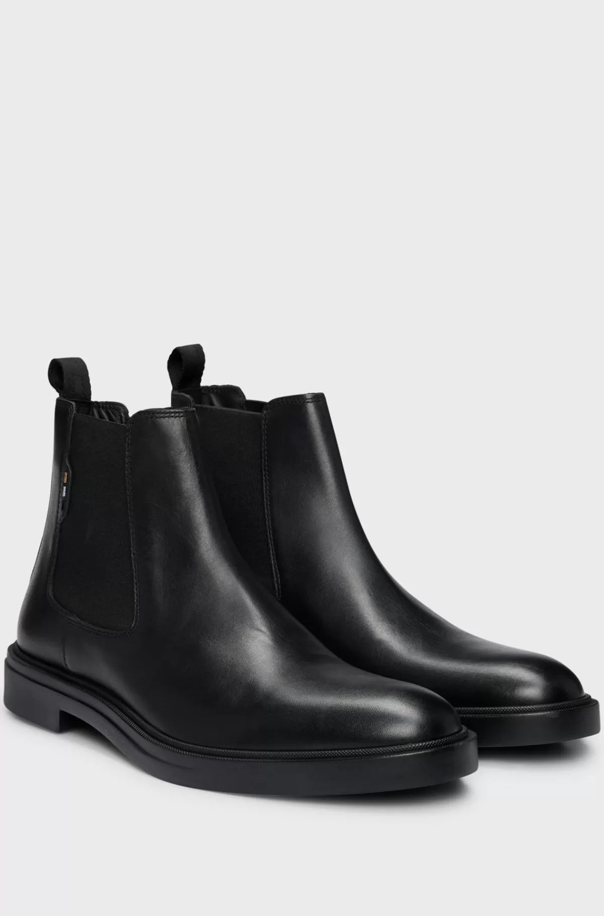 HUGO BOSS Chelsea-støvler I Læder Med Signaturstribe Sort Outlet