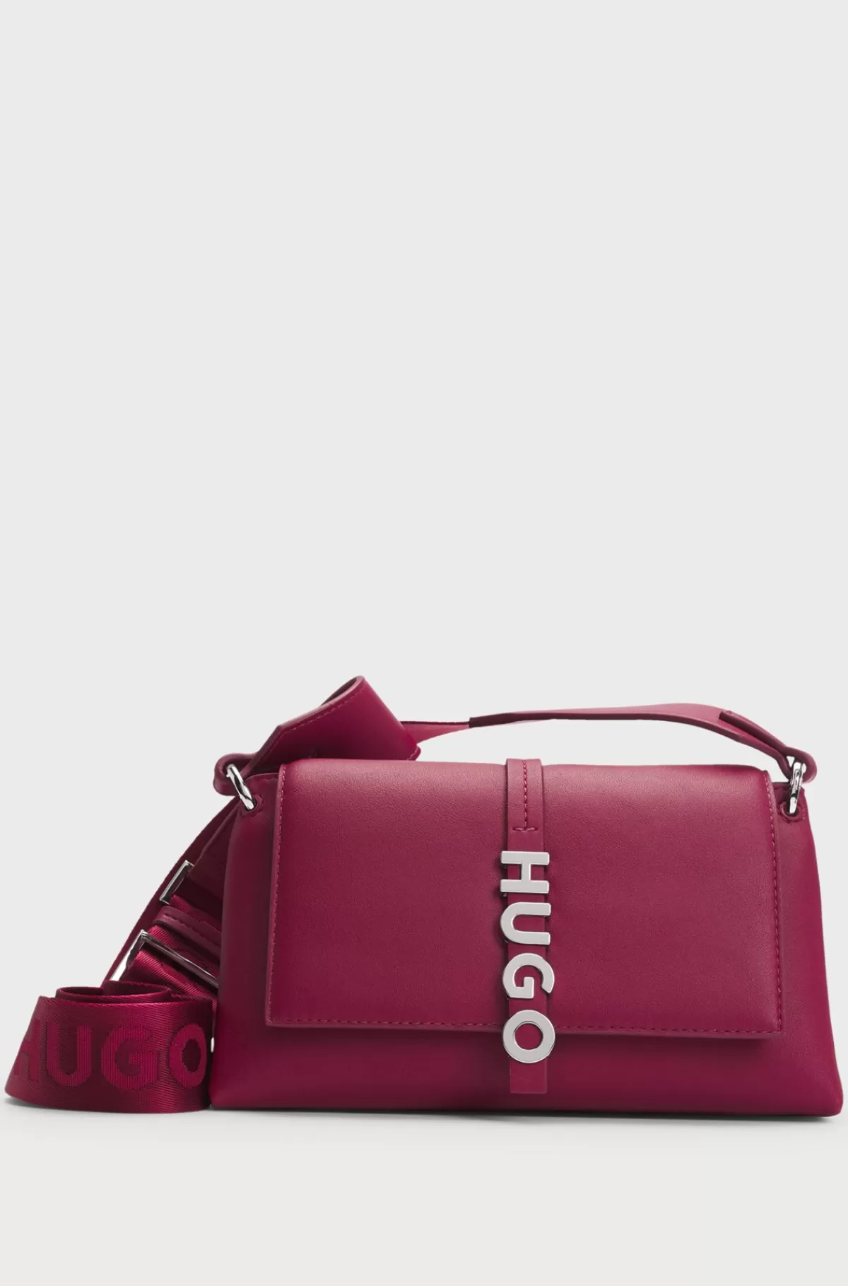 HUGO BOSS Crossbody-taske I Imiteret Læder Med Logodetaljer Mørkerød Best