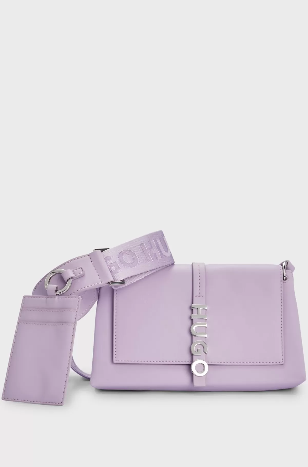 HUGO BOSS Crossbody-taske I Imiteret Læder Med Logodetaljer Lyslilla Flash Sale