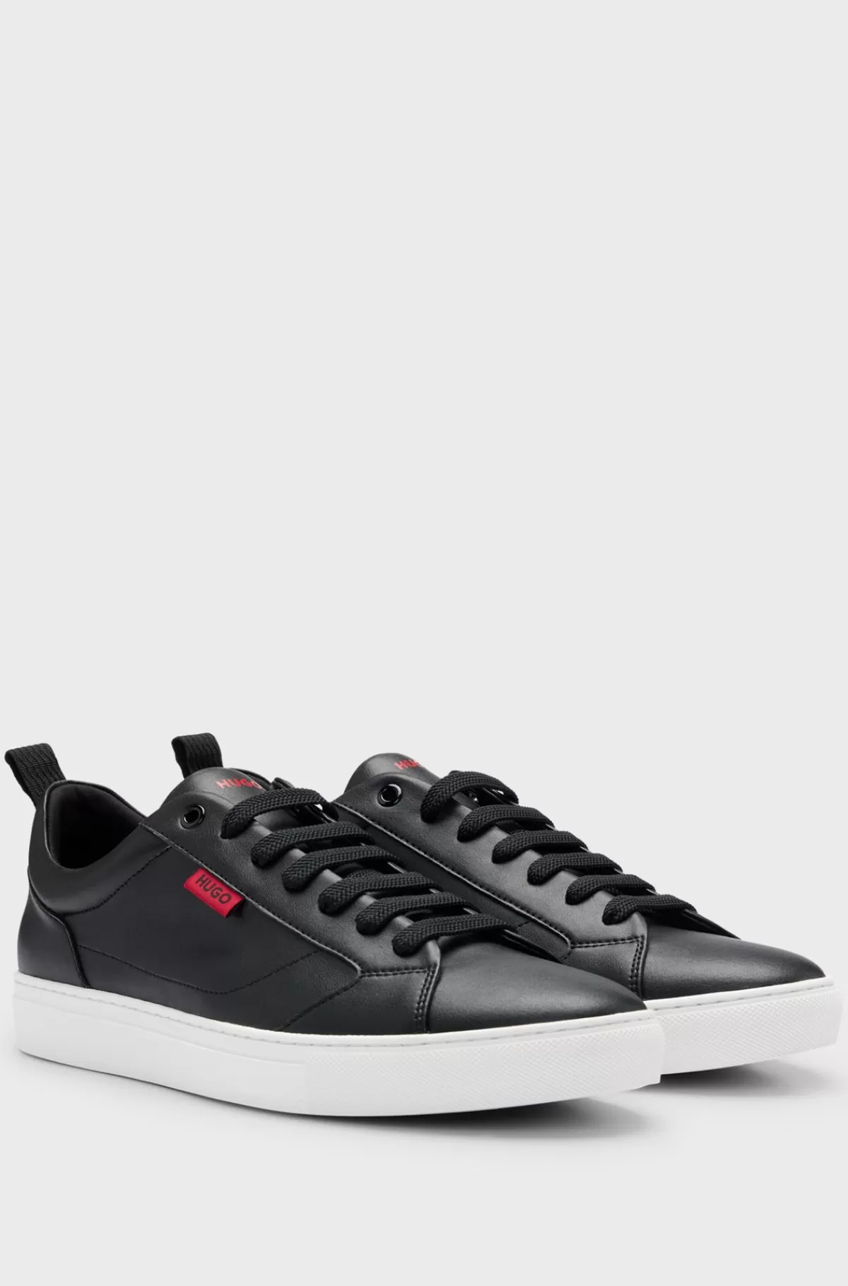 HUGO BOSS Cupsole-sneakers I Imiteret Læder Med Logomærke Sort Online