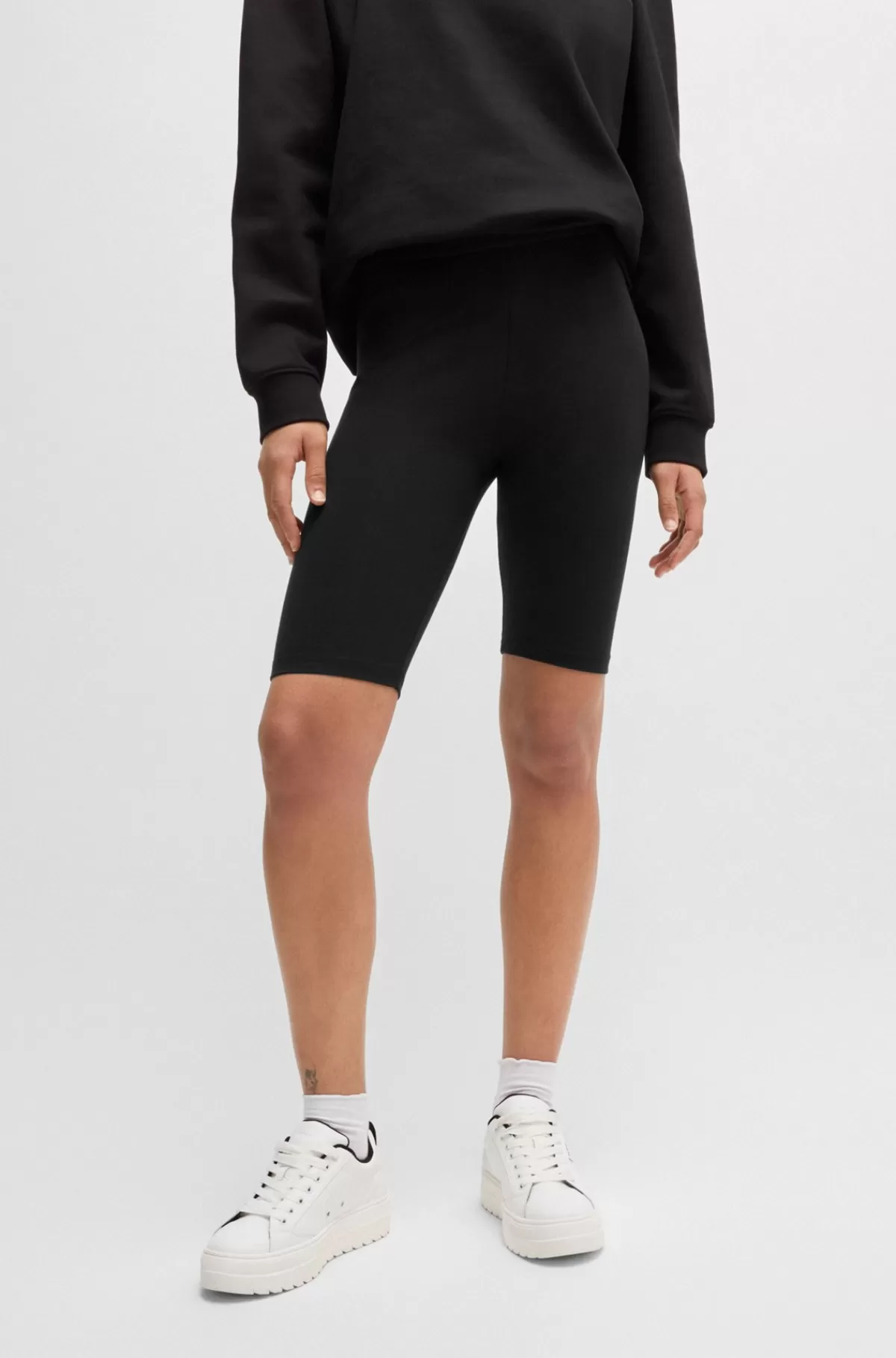 HUGO BOSS Cykelshorts I Bomuld Med Stræk Og Logo Sort Online
