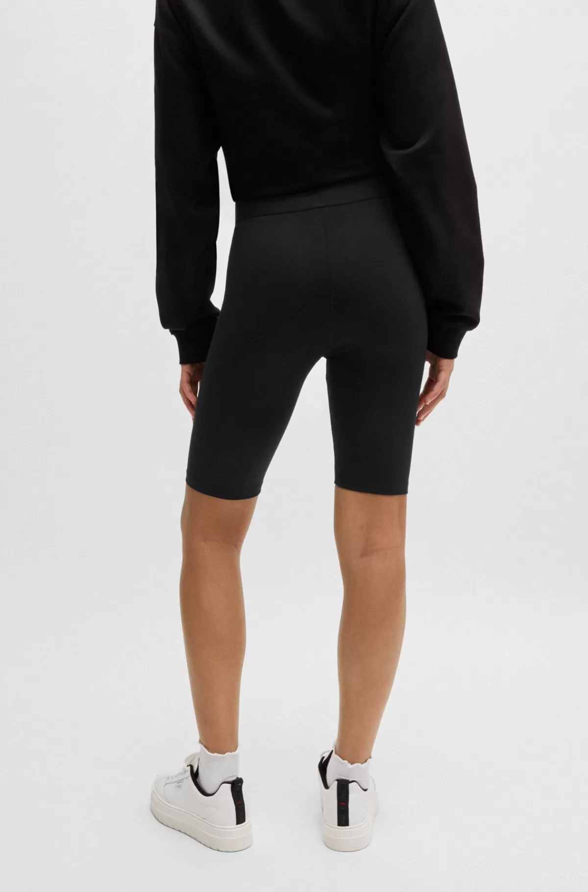 HUGO BOSS Cykelshorts I Bomuld Med Stræk Og Logo Sort Online