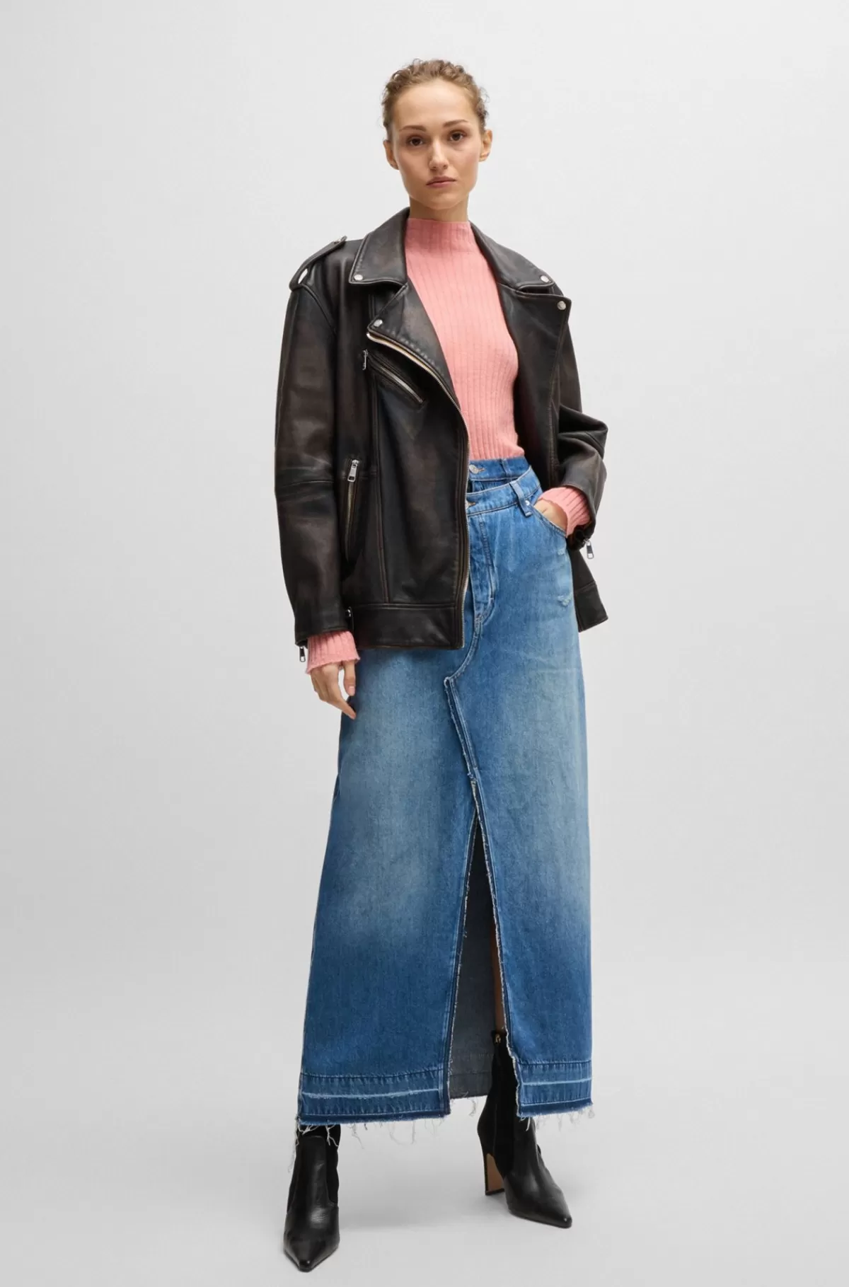 HUGO BOSS Denimnederdel I Maxilængde Med Slids Foran Blå Store