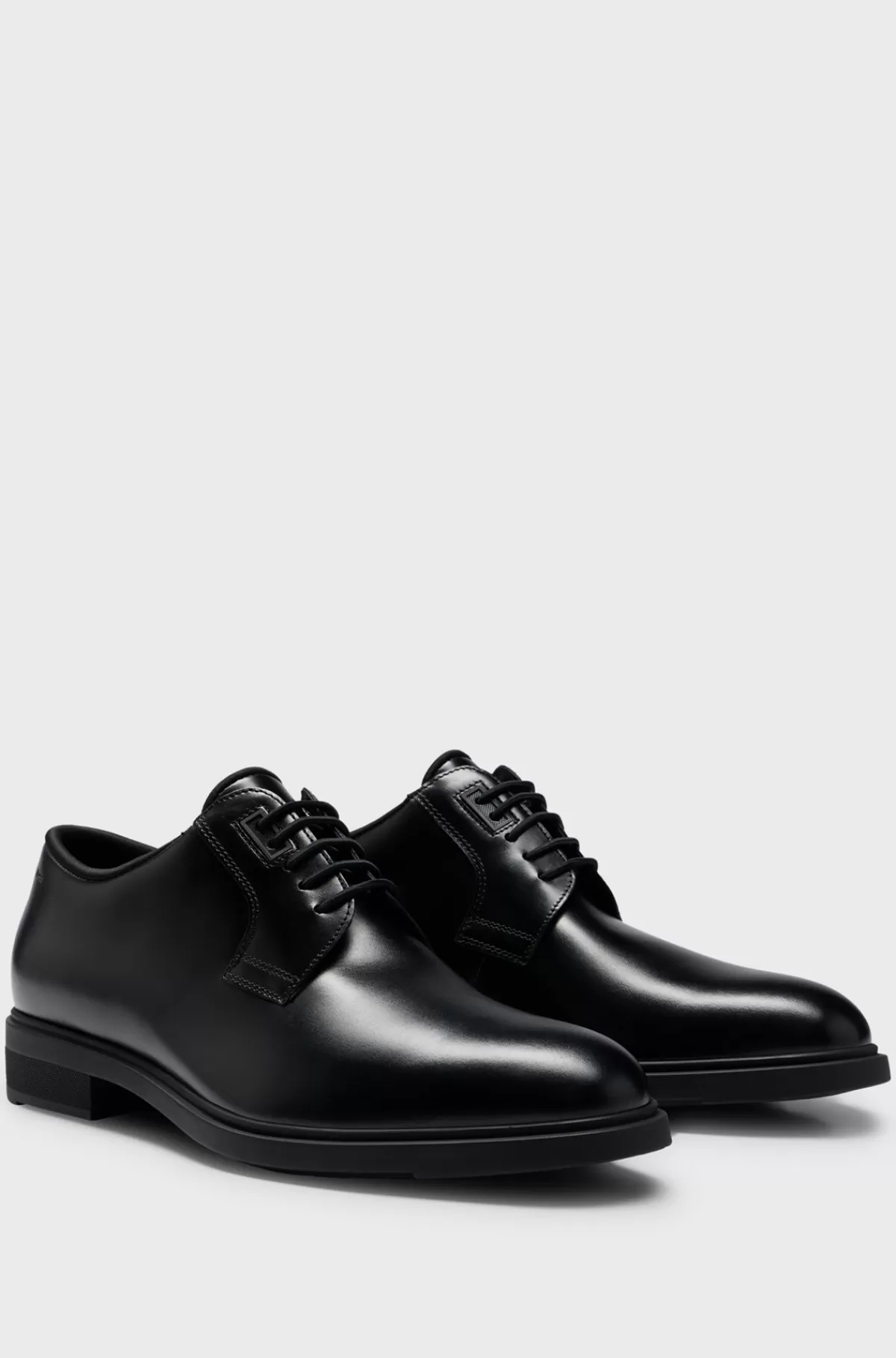 HUGO BOSS Derbysko I Italiensk Fremstillet Læder Med Kantbånd Sort Clearance