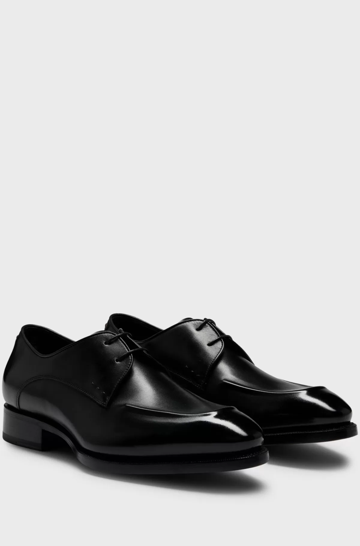 HUGO BOSS Derbysko I Læder Med Apron-toe Og Hældetalje Sort Outlet