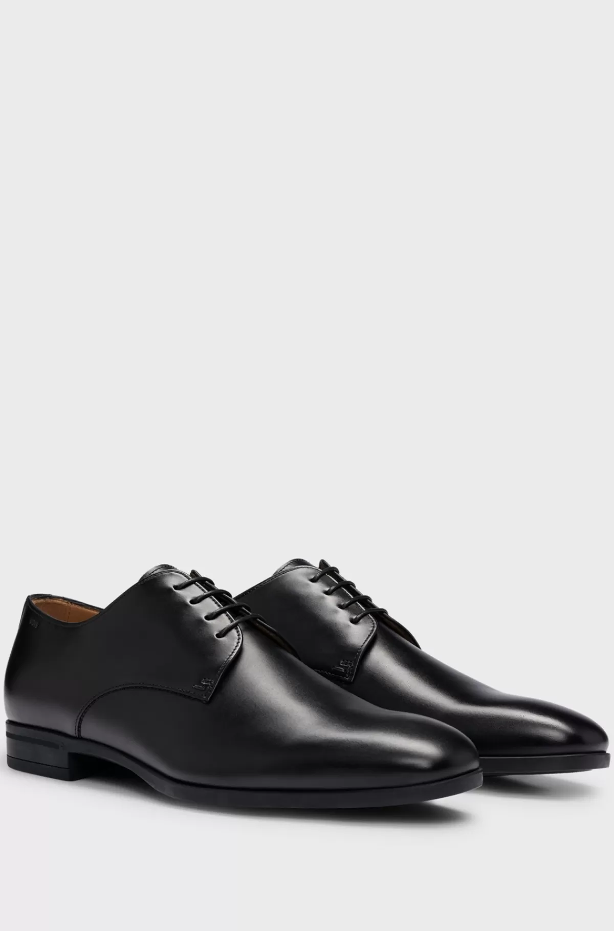 HUGO BOSS Derby-sko I Læder Med Gummisål Sort Cheap
