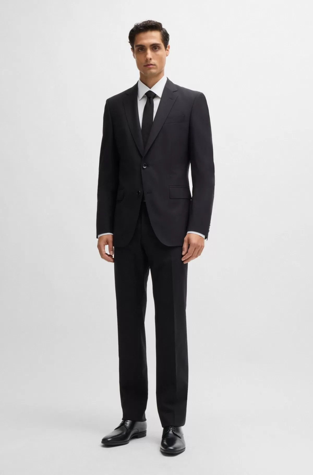 HUGO BOSS Derby-sko I Læder Med Gummisål Sort Cheap