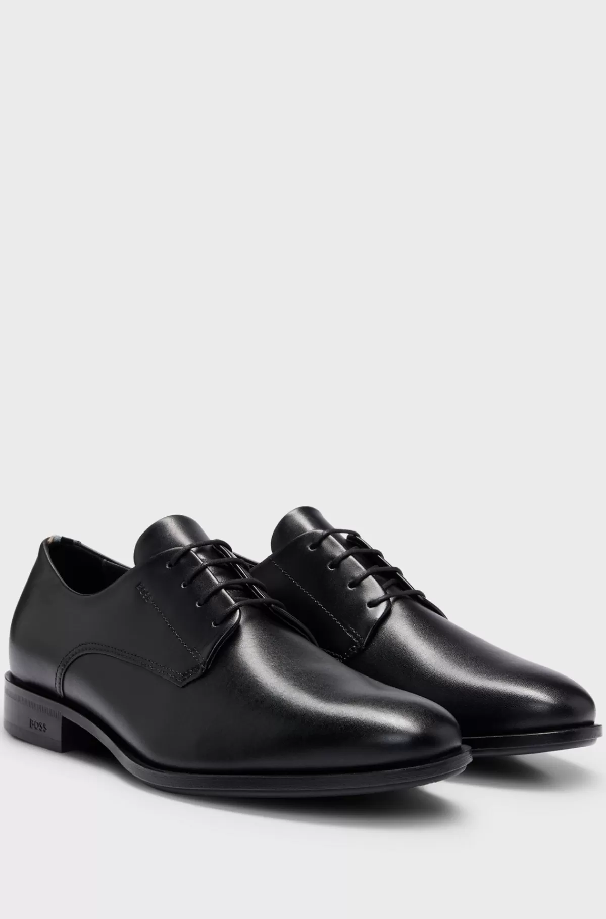 HUGO BOSS Derbysko I Læder Med Signaturkanter Sort Outlet