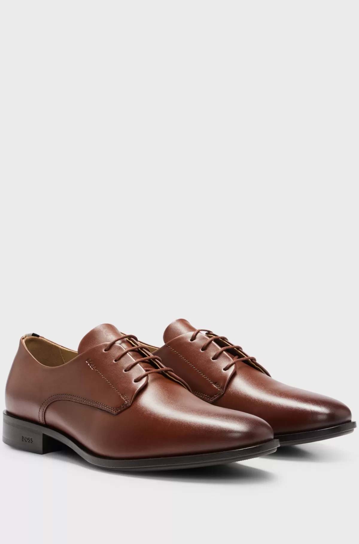 HUGO BOSS Derbysko I Læder Med Signaturkanter Brun Discount