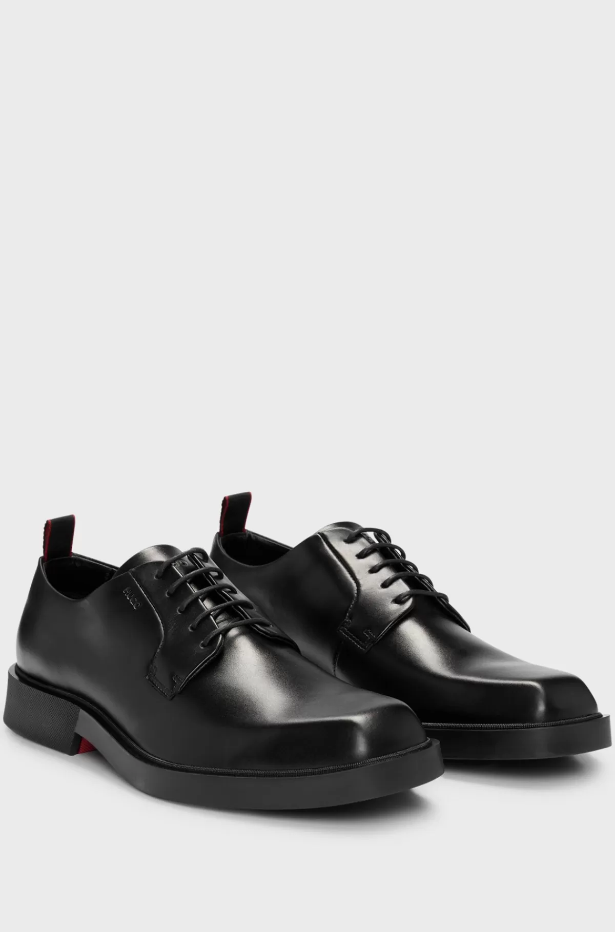 HUGO BOSS Derby-sko I Nappalæder Med Logo Sort Clearance