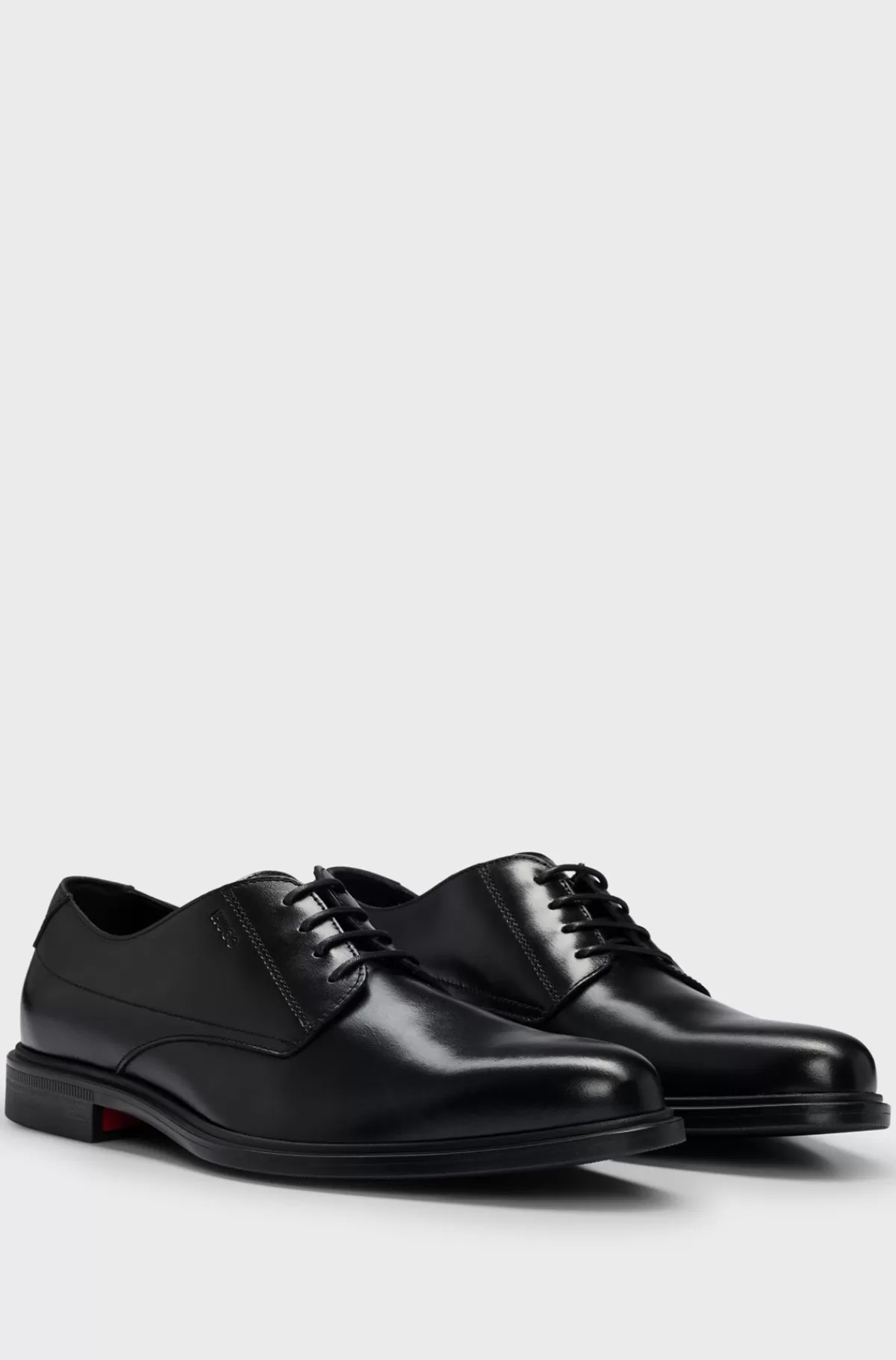 HUGO BOSS Derbysko I Nappalæder Med Præget Logo Sort Best
