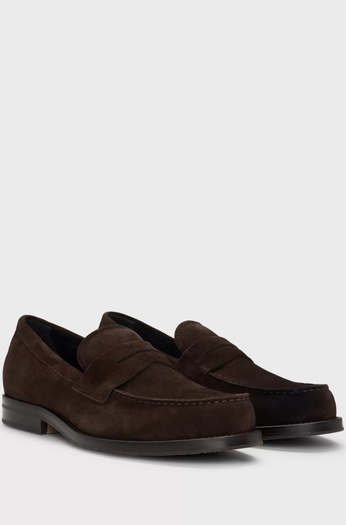 HUGO BOSS Dressletic-pennyloafers I Ruskind Mørkebrun Best Sale