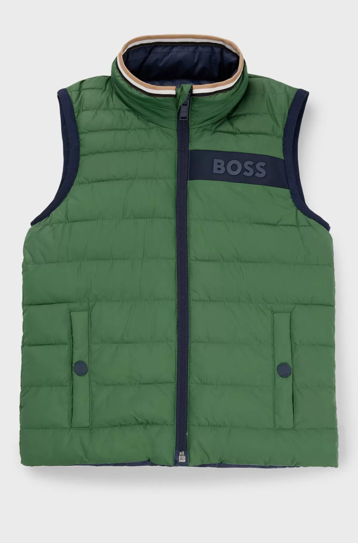 HUGO BOSS En Vendbar Vest Til Børn Med Logodetaljer Mørkegrøn New