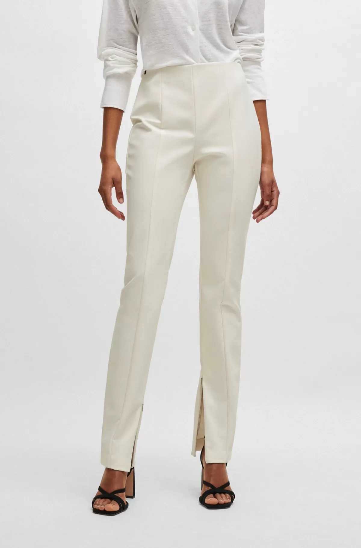 HUGO BOSS Extra Slim Fit Bukser I Performance-stof Med Stræk Hvid Clearance