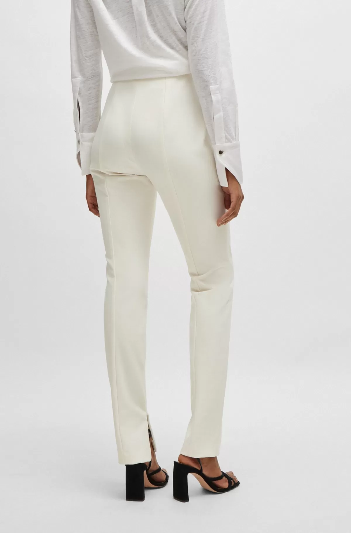 HUGO BOSS Extra Slim Fit Bukser I Performance-stof Med Stræk Hvid Clearance